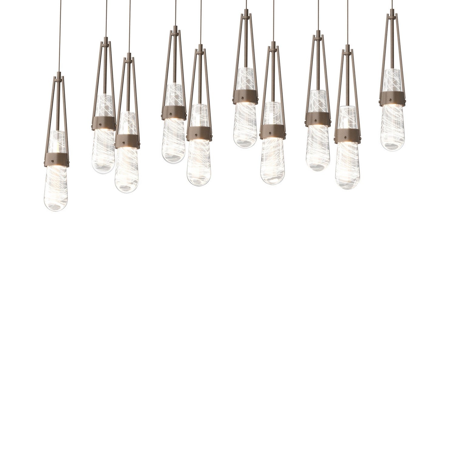Hubbardton Forge - 131200-SKT-LONG-05-YJ0434 - Link 10-Light Blown Glass Pendant - Link - Bronze