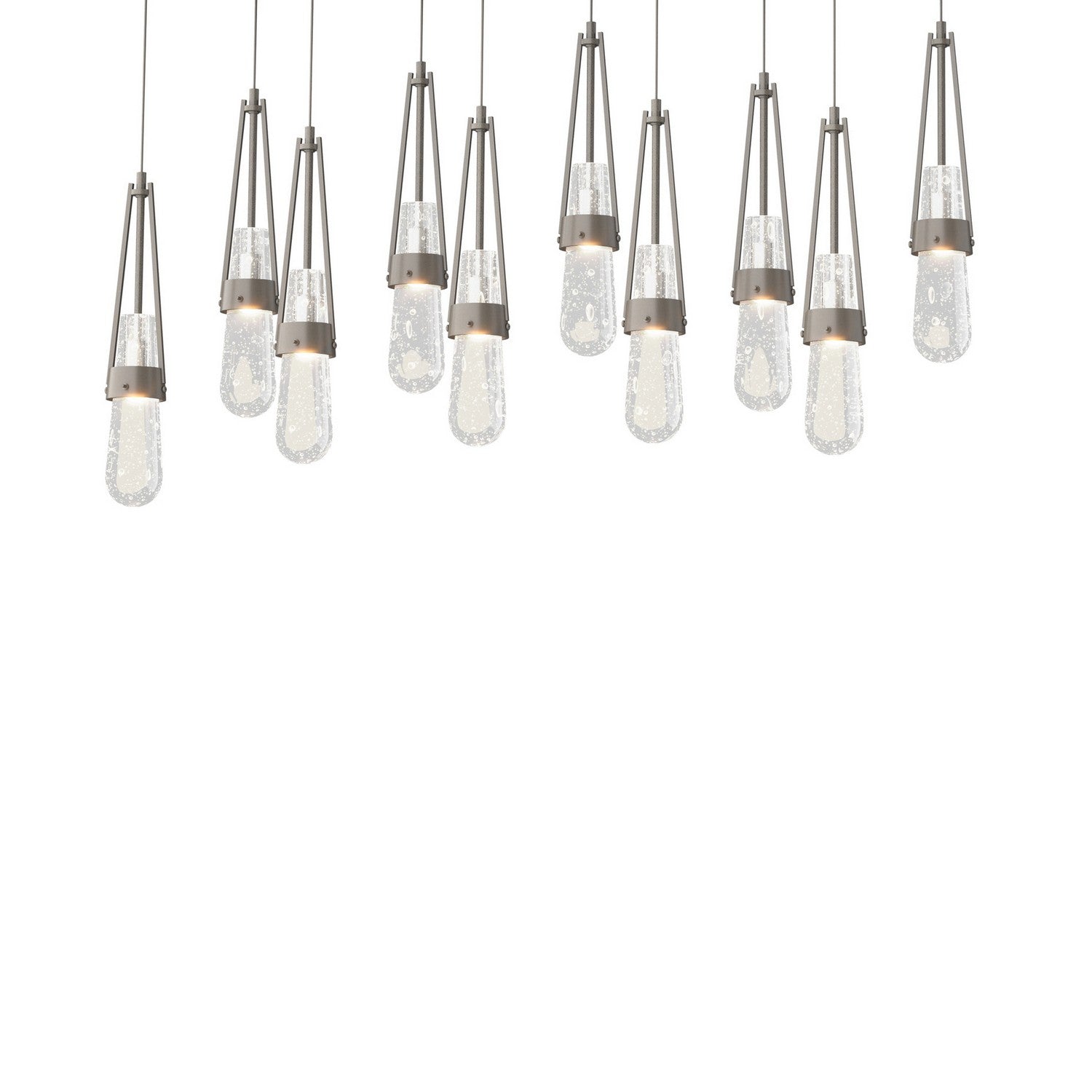 Hubbardton Forge - 131200-SKT-LONG-07-YG0434 - Link 10-Light Blown Glass Pendant - Link - Dark Smoke