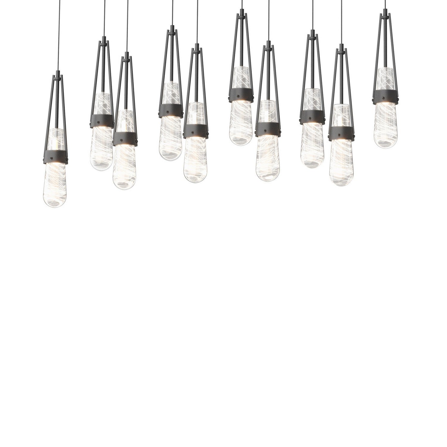Hubbardton Forge - 131200-SKT-LONG-10-YJ0434 - Link 10-Light Blown Glass Pendant - Link - Black