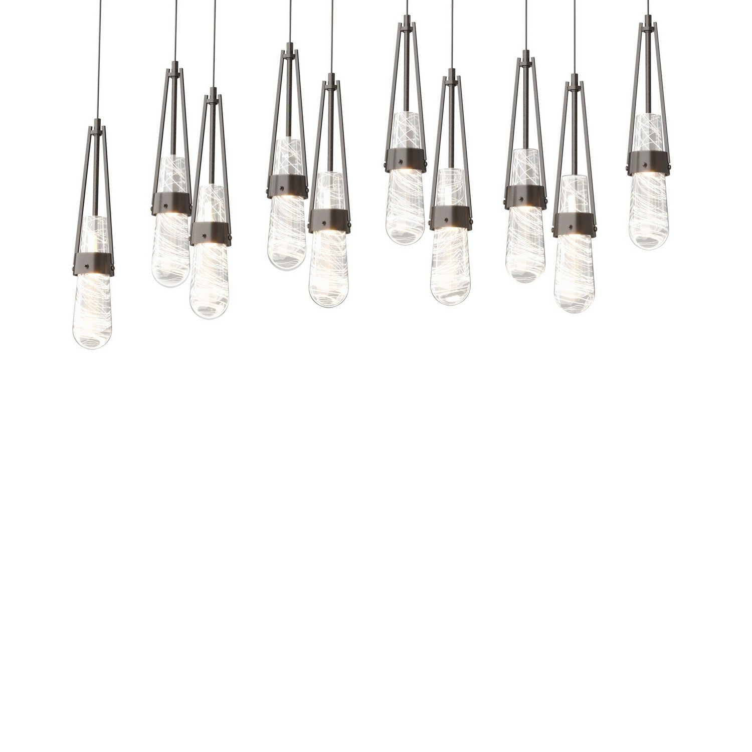 Hubbardton Forge - 131200-SKT-LONG-14-YJ0434 - Link 10-Light Blown Glass Pendant - Link - Oil Rubbed Bronze