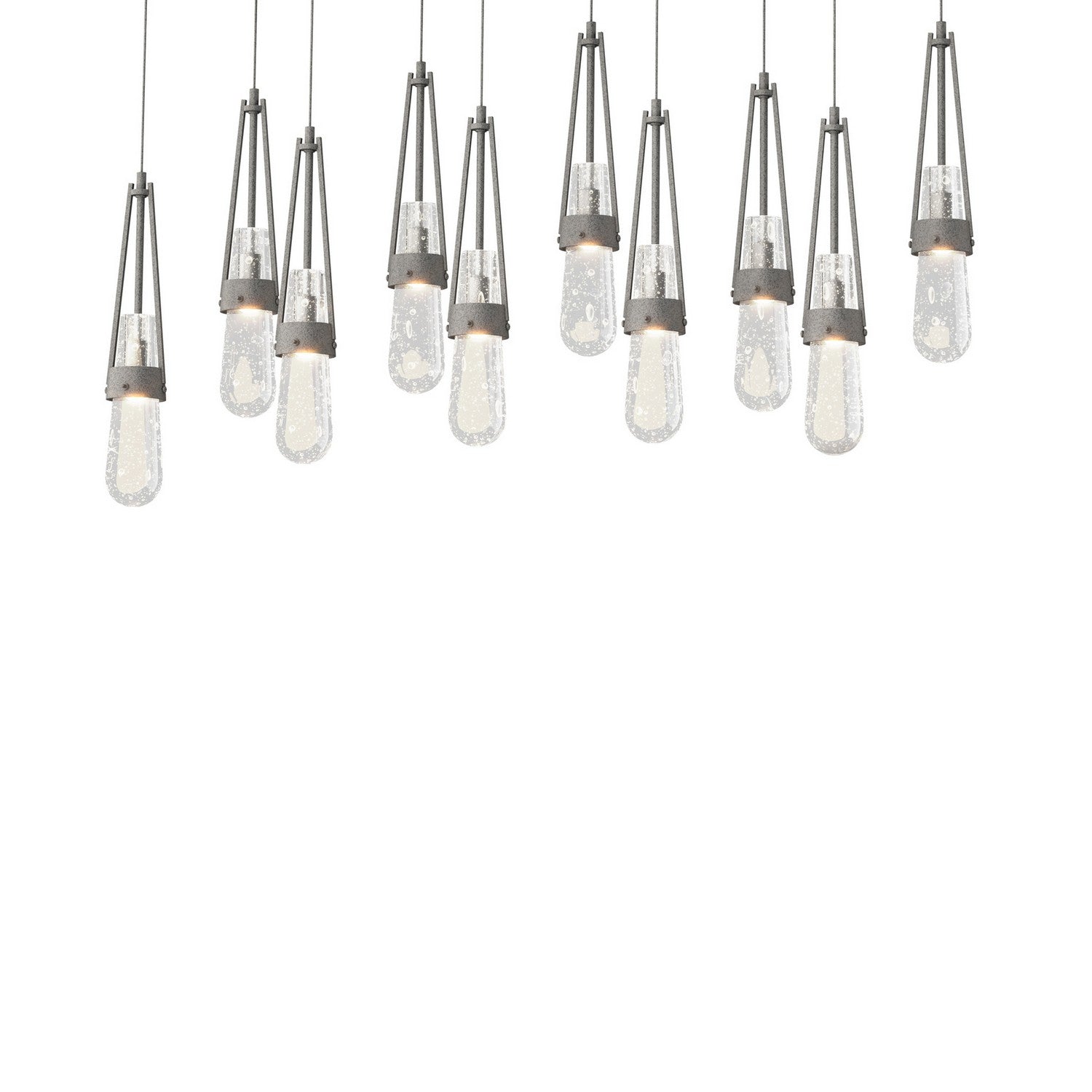 Hubbardton Forge - 131200-SKT-LONG-20-YG0434 - Link 10-Light Blown Glass Pendant - Link - Natural Iron