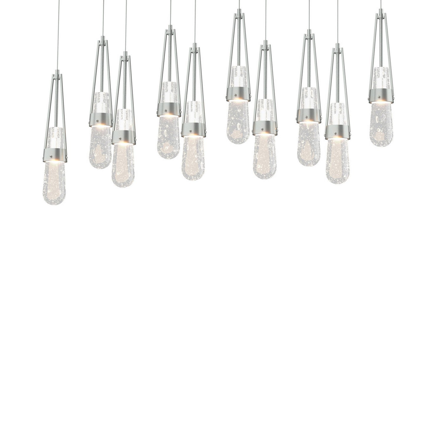 Hubbardton Forge - 131200-SKT-LONG-82-YG0434 - Link 10-Light Blown Glass Pendant - Link - Vintage Platinum
