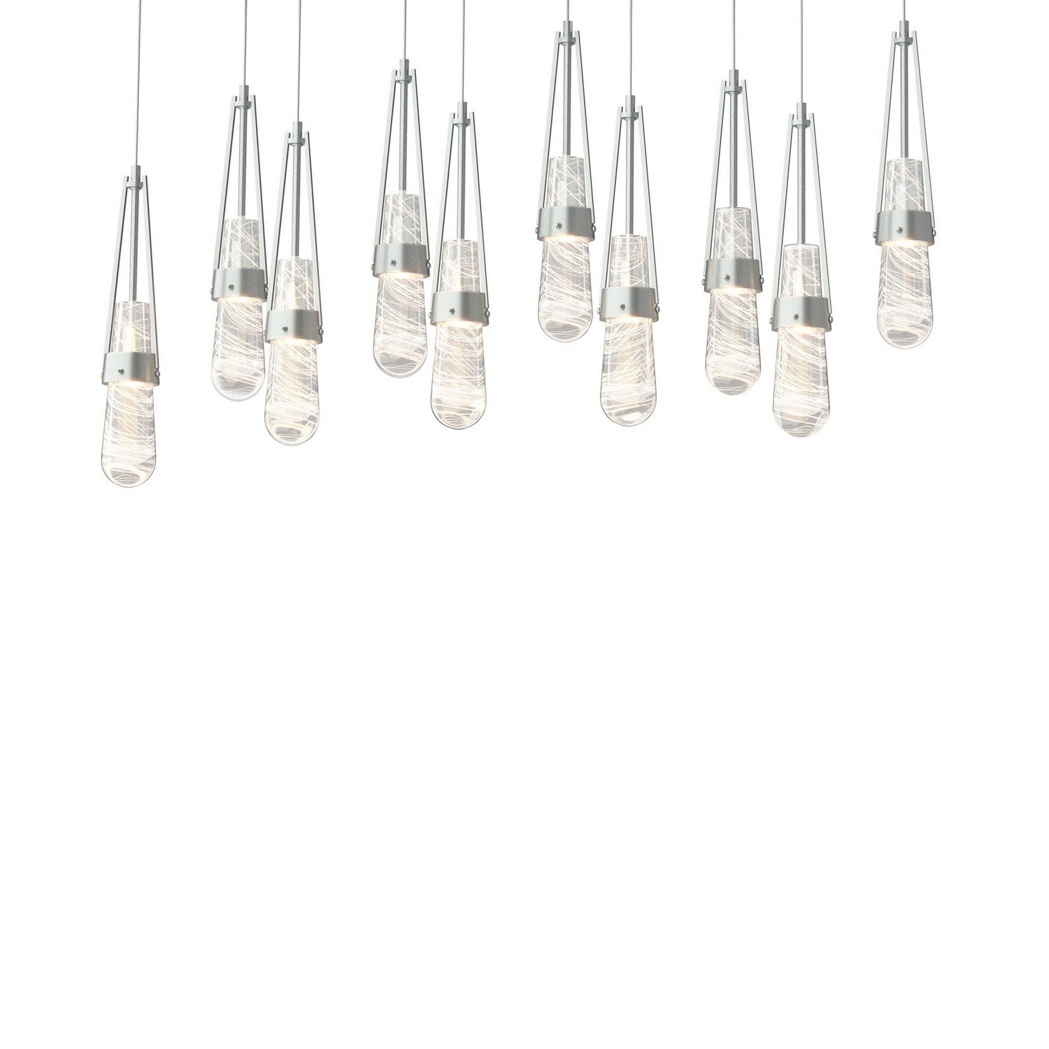 Hubbardton Forge - 131200-SKT-LONG-82-YJ0434 - Link 10-Light Blown Glass Pendant - Link - Vintage Platinum