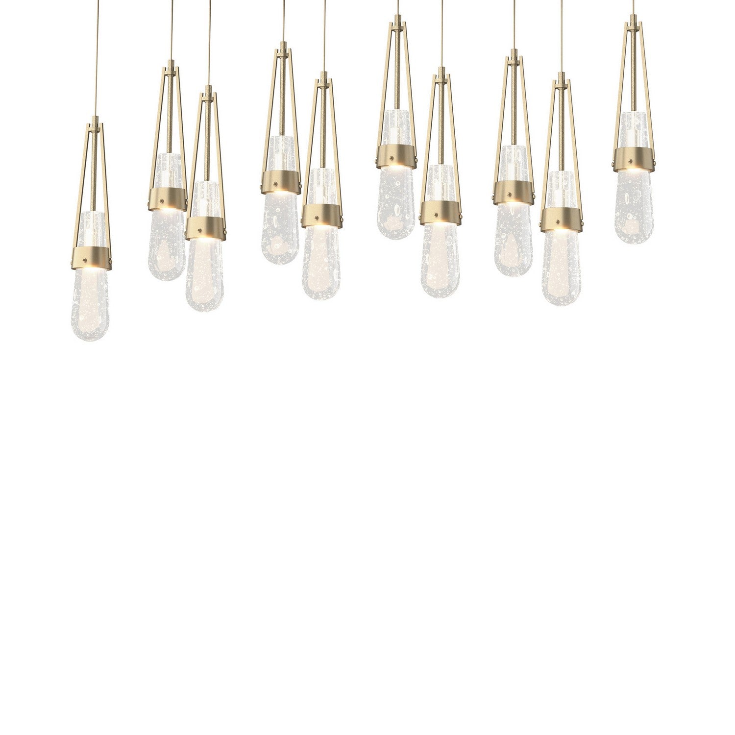 Hubbardton Forge - 131200-SKT-LONG-84-YG0434 - Link 10-Light Blown Glass Pendant - Link - Soft Gold