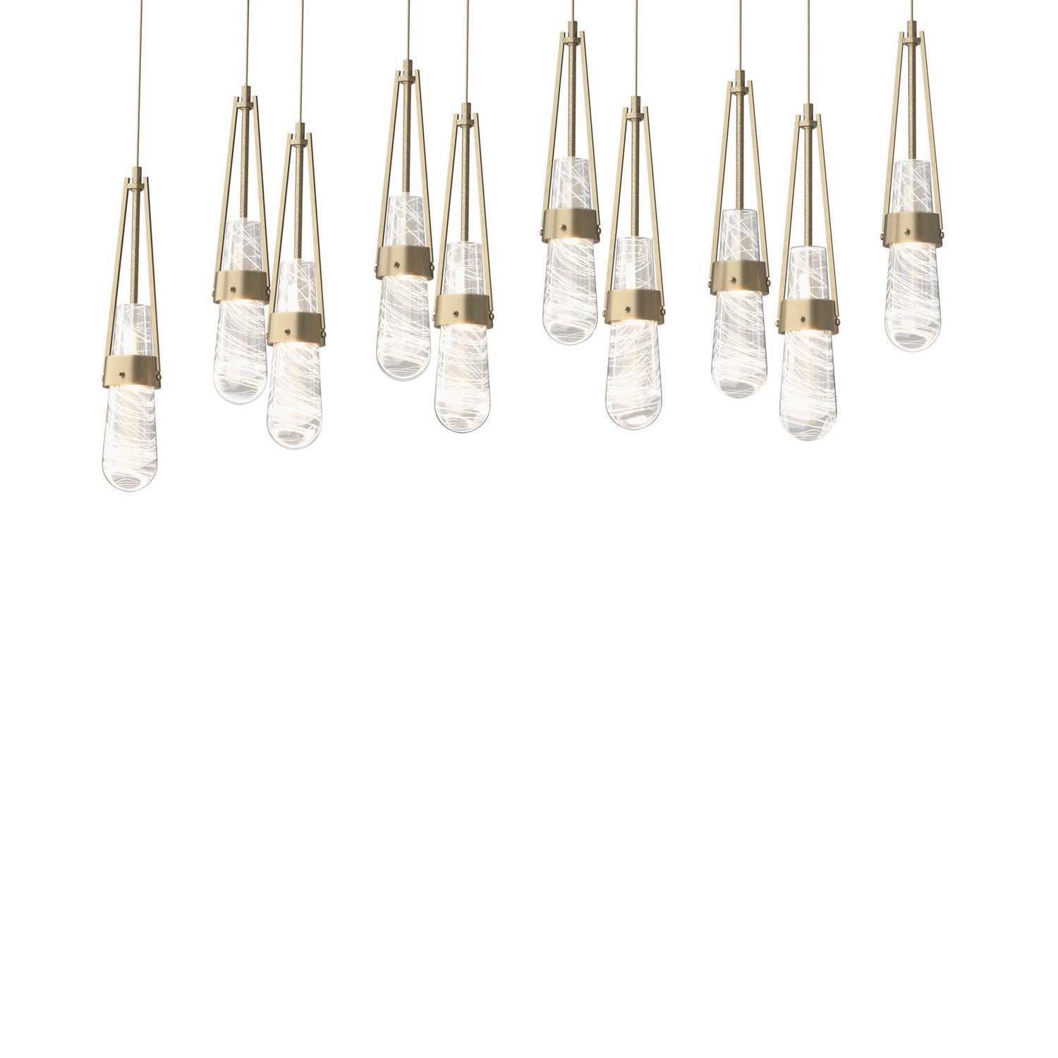 Hubbardton Forge - 131200-SKT-LONG-84-YJ0434 - Link 10-Light Blown Glass Pendant - Link - Soft Gold