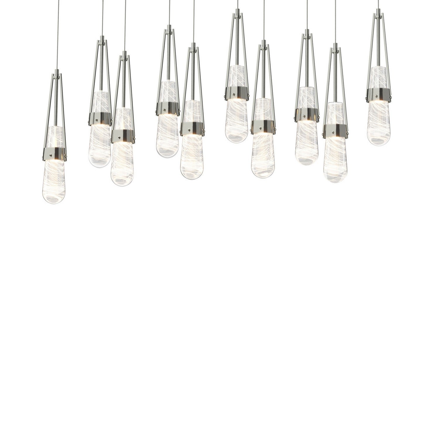 Hubbardton Forge - 131200-SKT-LONG-85-YJ0434 - Link 10-Light Blown Glass Pendant - Link - Sterling