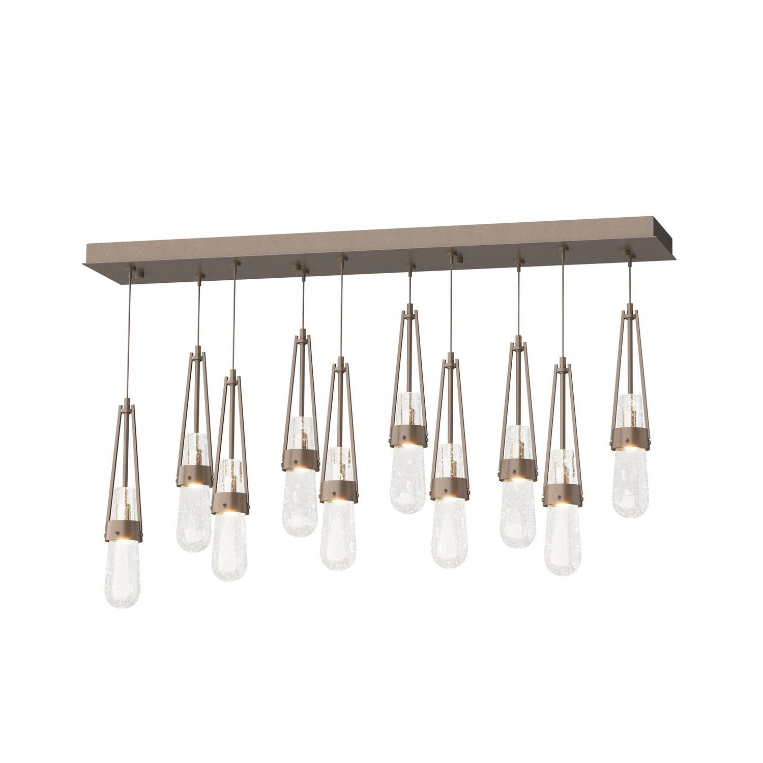 Hubbardton Forge - 131200-SKT-STND-05-YG0434 - Link 10-Light Blown Glass Pendant - Link - Bronze