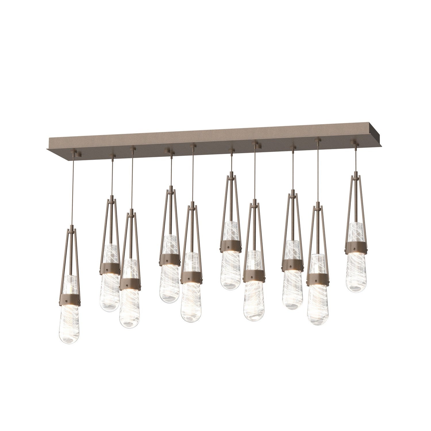 Hubbardton Forge - 131200-SKT-STND-05-YJ0434 - Link 10-Light Blown Glass Pendant - Link - Bronze