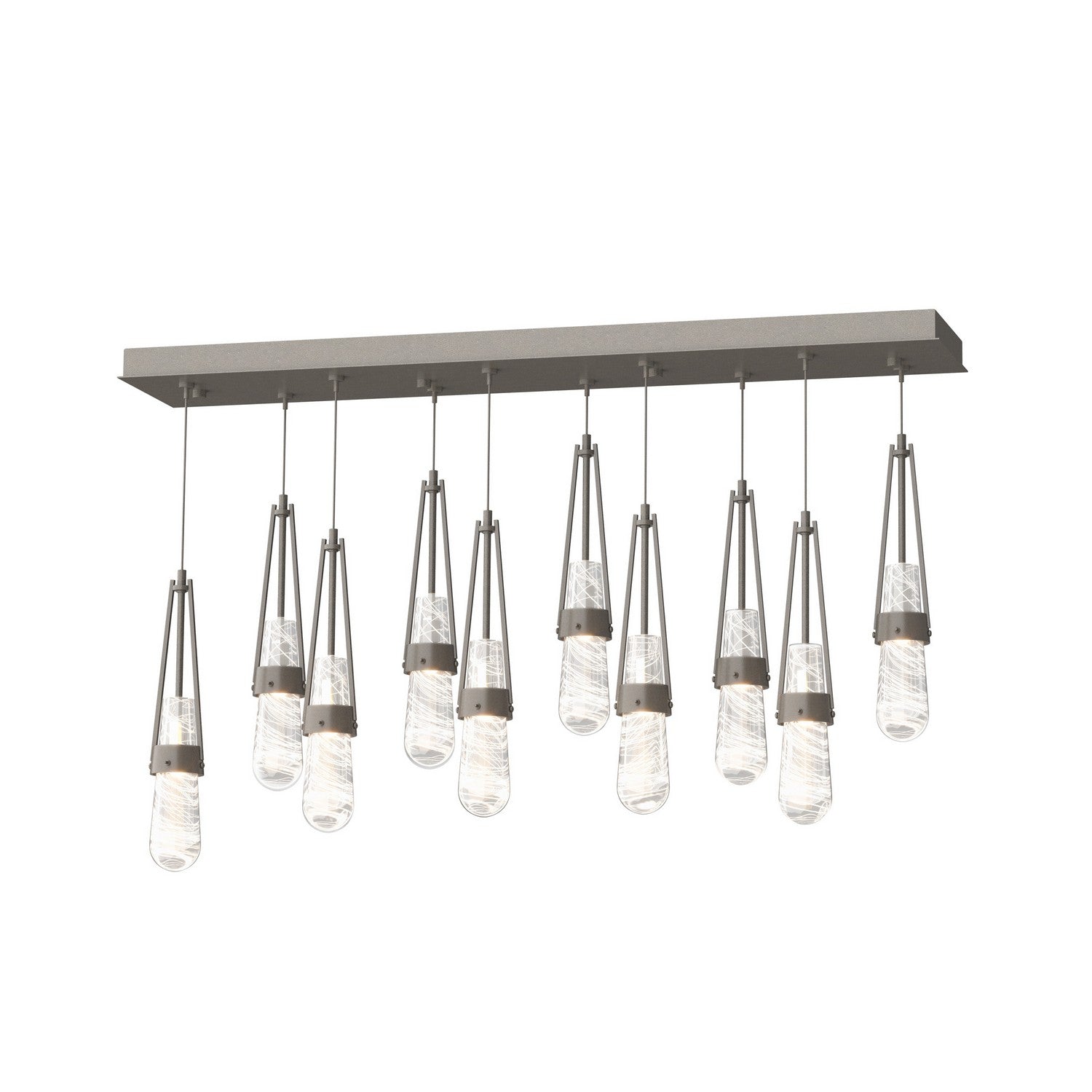 Hubbardton Forge - 131200-SKT-STND-07-YJ0434 - Link 10-Light Blown Glass Pendant - Link - Dark Smoke