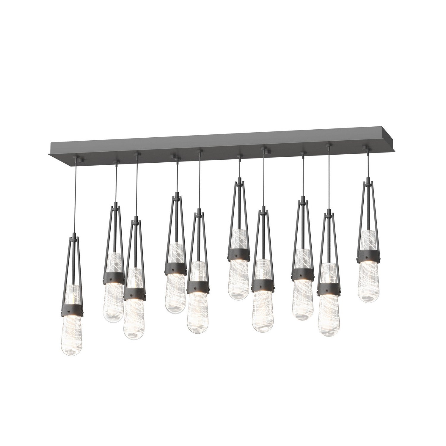 Hubbardton Forge - 131200-SKT-STND-10-YJ0434 - Link 10-Light Blown Glass Pendant - Link - Black