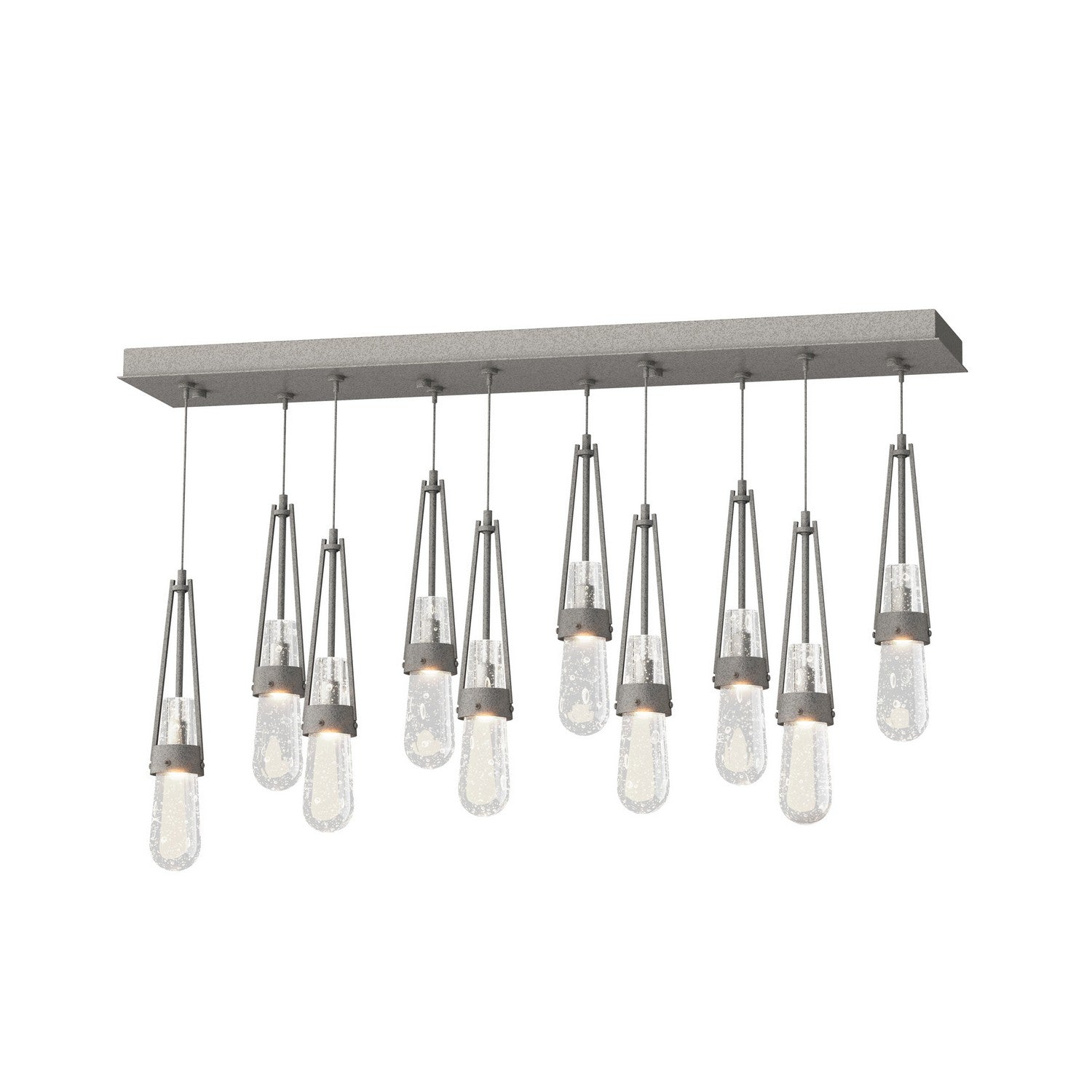 Hubbardton Forge - 131200-SKT-STND-20-YG0434 - Link 10-Light Blown Glass Pendant - Link - Natural Iron