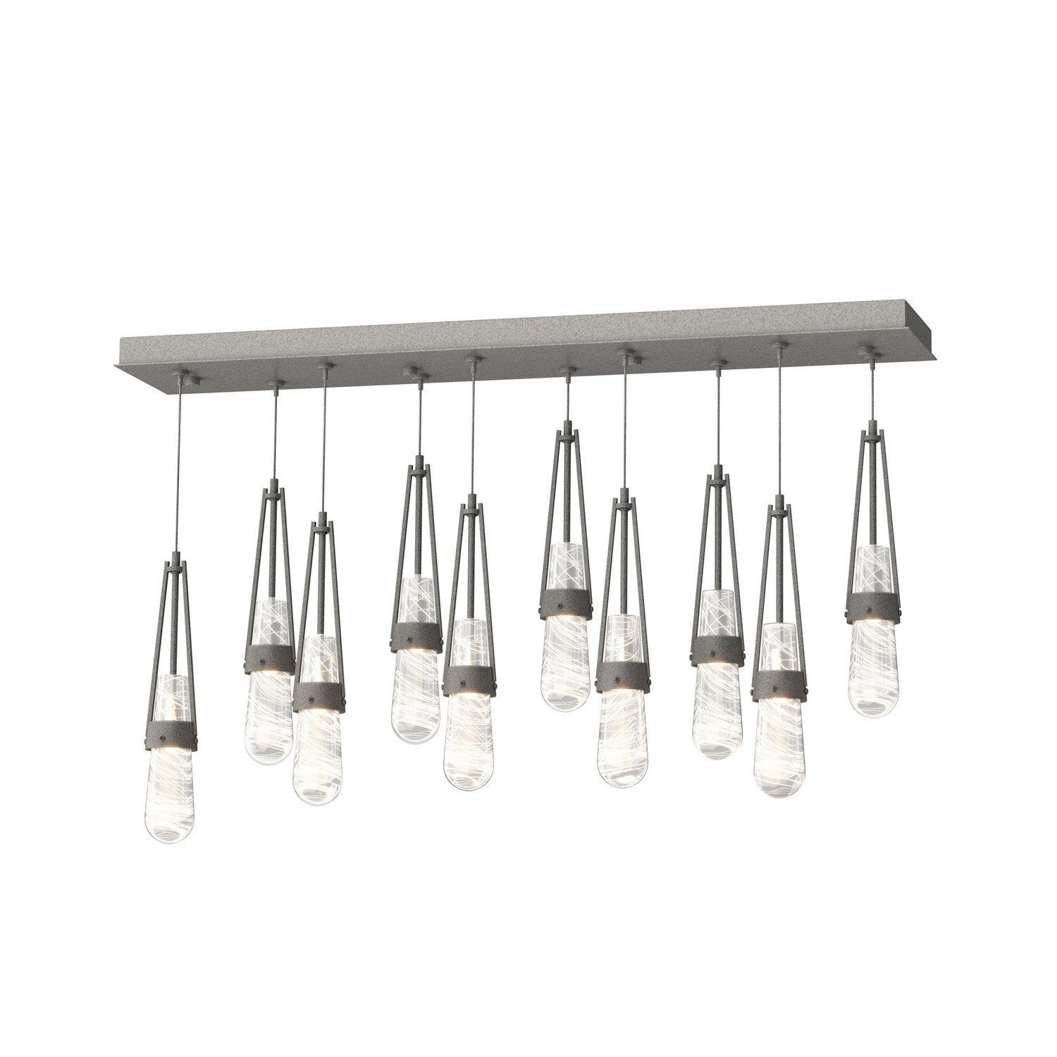Hubbardton Forge - 131200-SKT-STND-20-YJ0434 - Link 10-Light Blown Glass Pendant - Link - Natural Iron