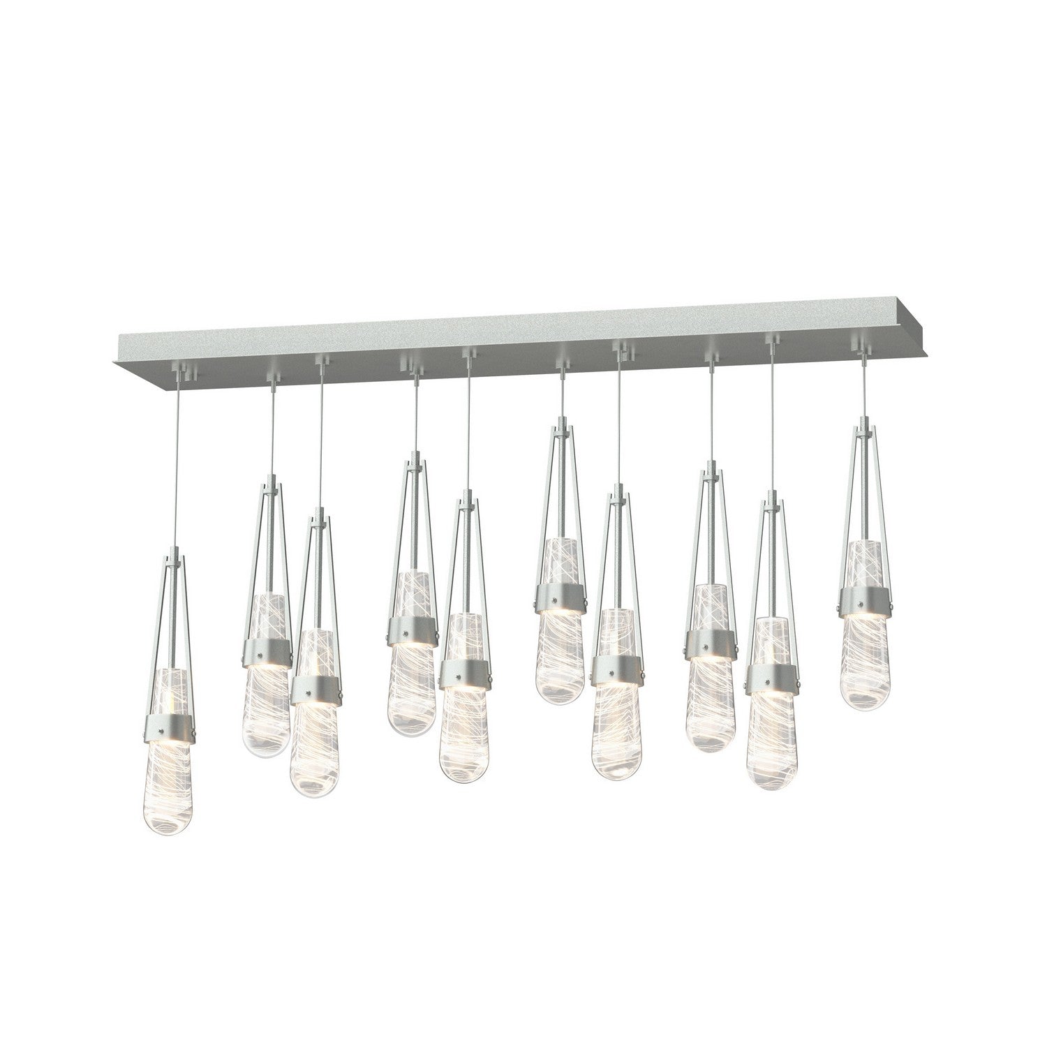Hubbardton Forge - 131200-SKT-STND-82-YJ0434 - Link 10-Light Blown Glass Pendant - Link - Vintage Platinum
