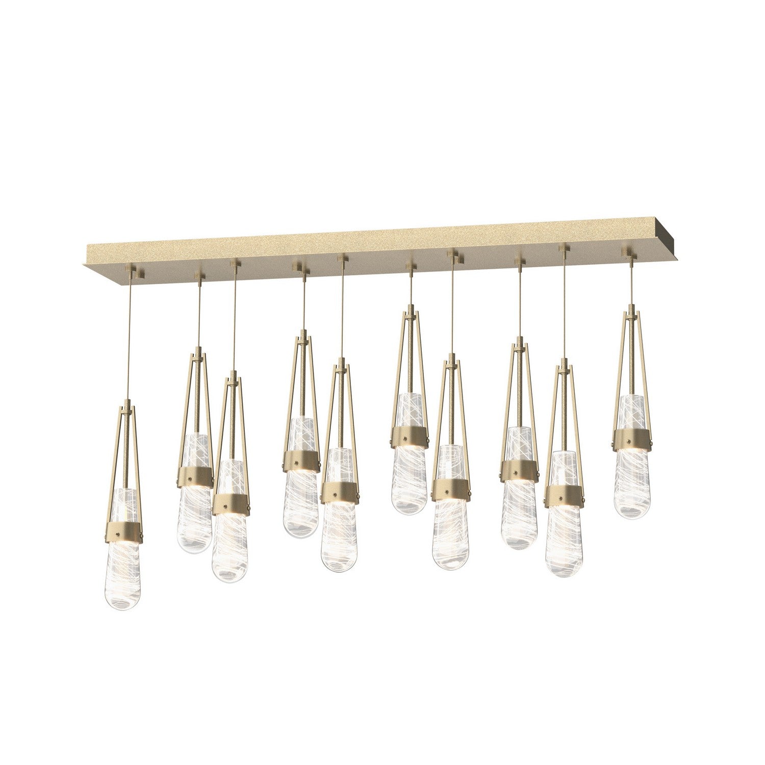 Hubbardton Forge - 131200-SKT-STND-84-YJ0434 - Link 10-Light Blown Glass Pendant - Link - Soft Gold