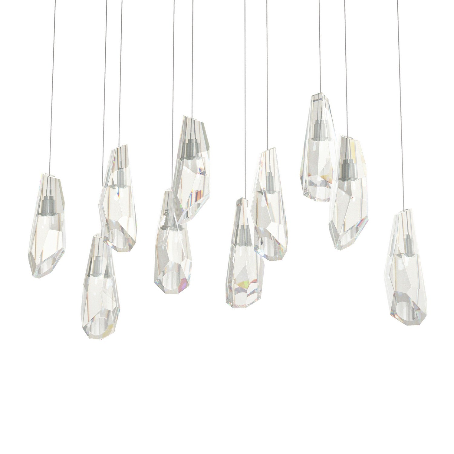 Hubbardton Forge - 131201-SKT-LONG-82-CR - Luma 10-Light Large Crystal Pendant - Luma - Vintage Platinum