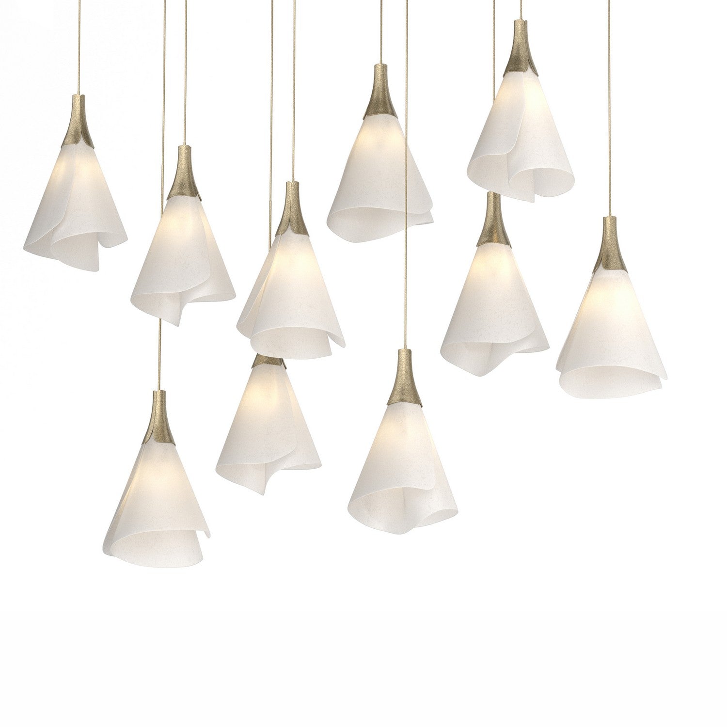 Hubbardton Forge - 131202-SKT-LONG-84-SH1987 - Athena Triple Short LED Lantern - Mobius - Soft Gold