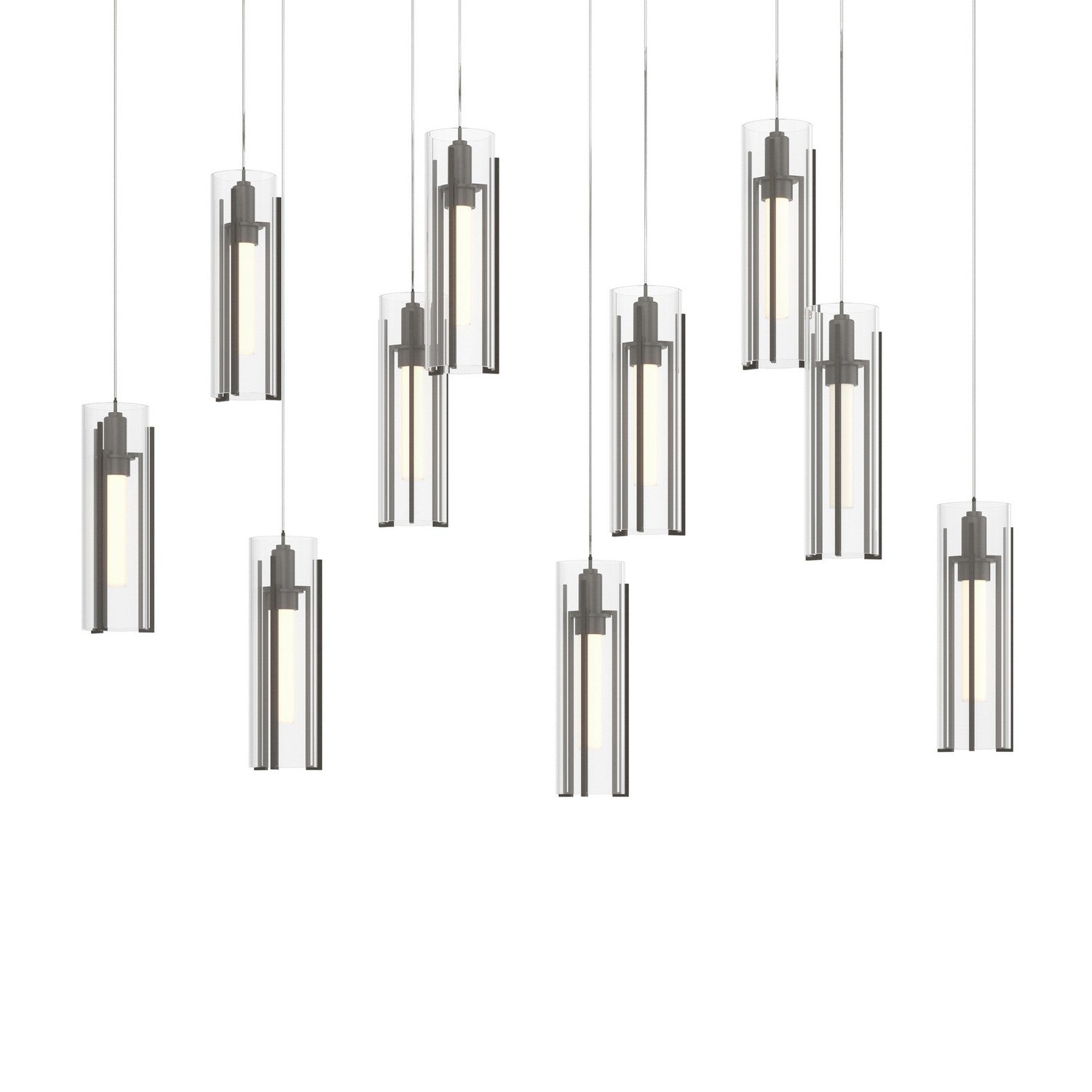 Hubbardton Forge - 131204-SKT-LONG-07-ZM0065 - Exos Glass 10-Light Pendant - Exos Glass - Dark Smoke