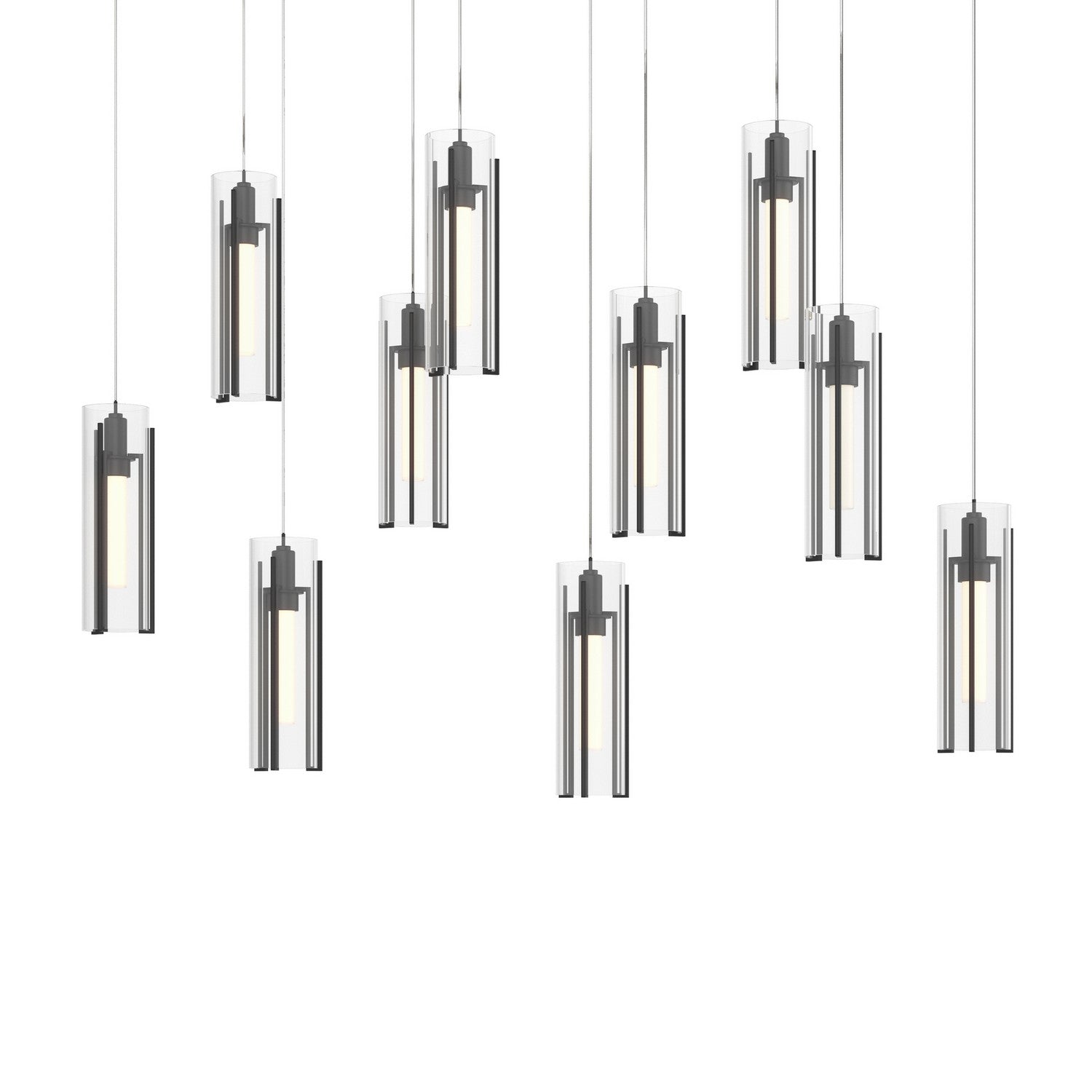 Hubbardton Forge - 131204-SKT-LONG-10-ZM0065 - Exos Glass 10-Light Pendant - Exos Glass - Black
