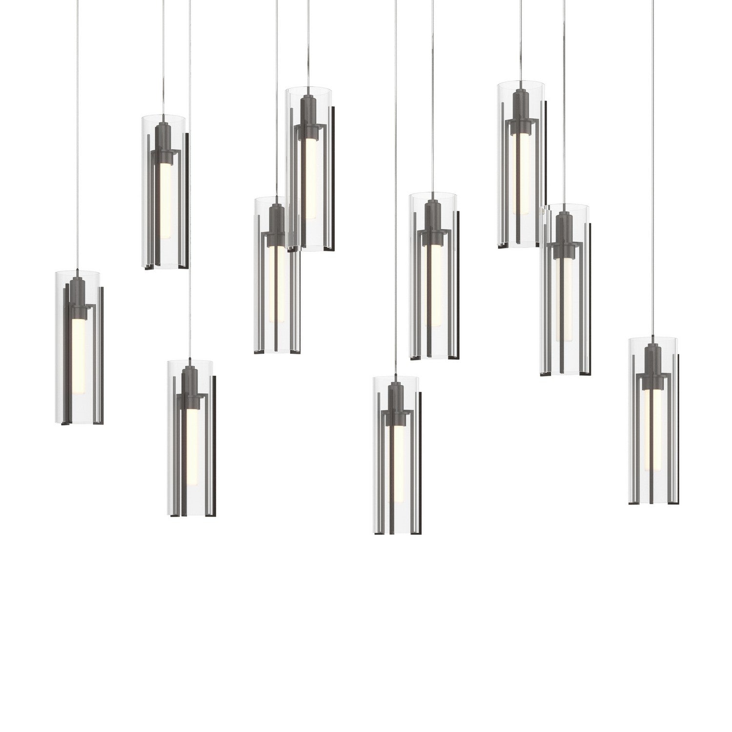 Hubbardton Forge - 131204-SKT-LONG-14-ZM0065 - Exos Glass 10-Light Pendant - Exos Glass - Oil Rubbed Bronze