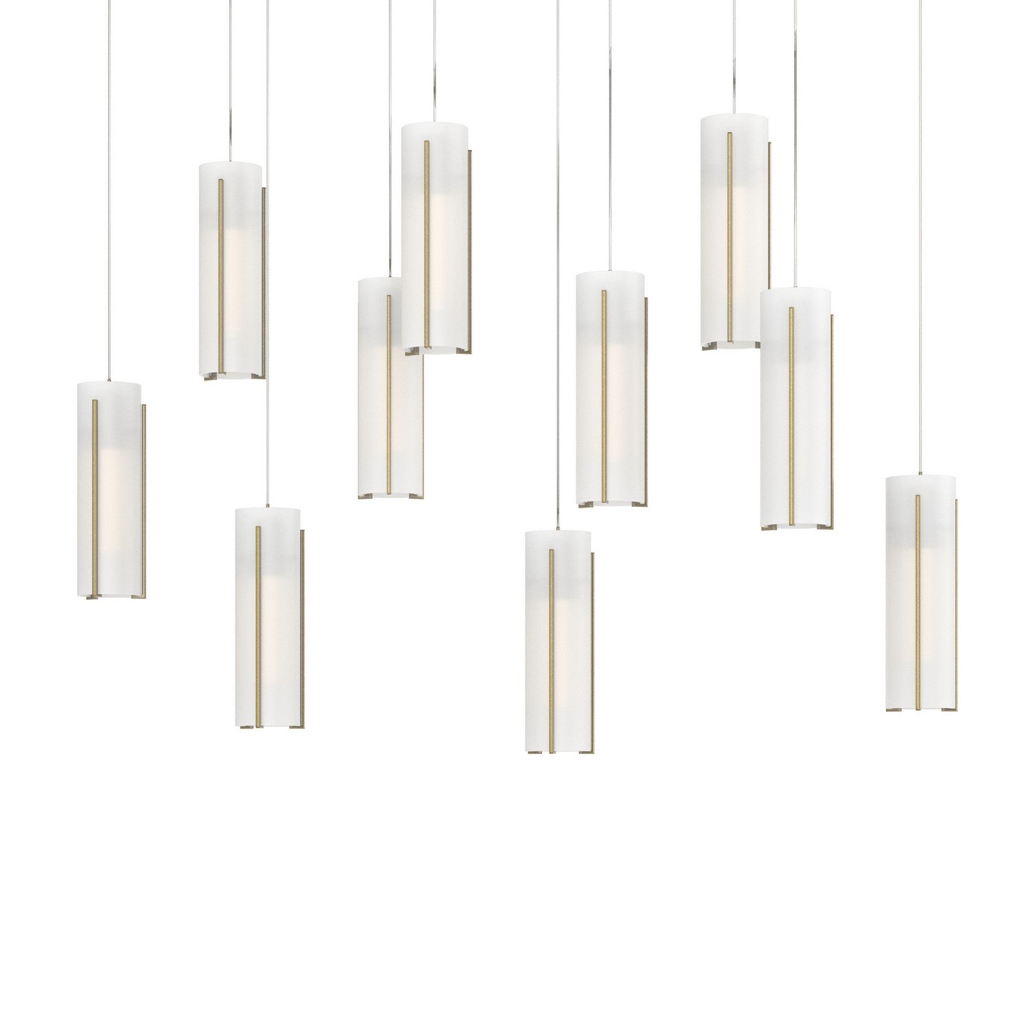 Hubbardton Forge - 131204-SKT-LONG-86-GG0065 - Exos Glass 10-Light Pendant - Exos Glass - Modern Brass