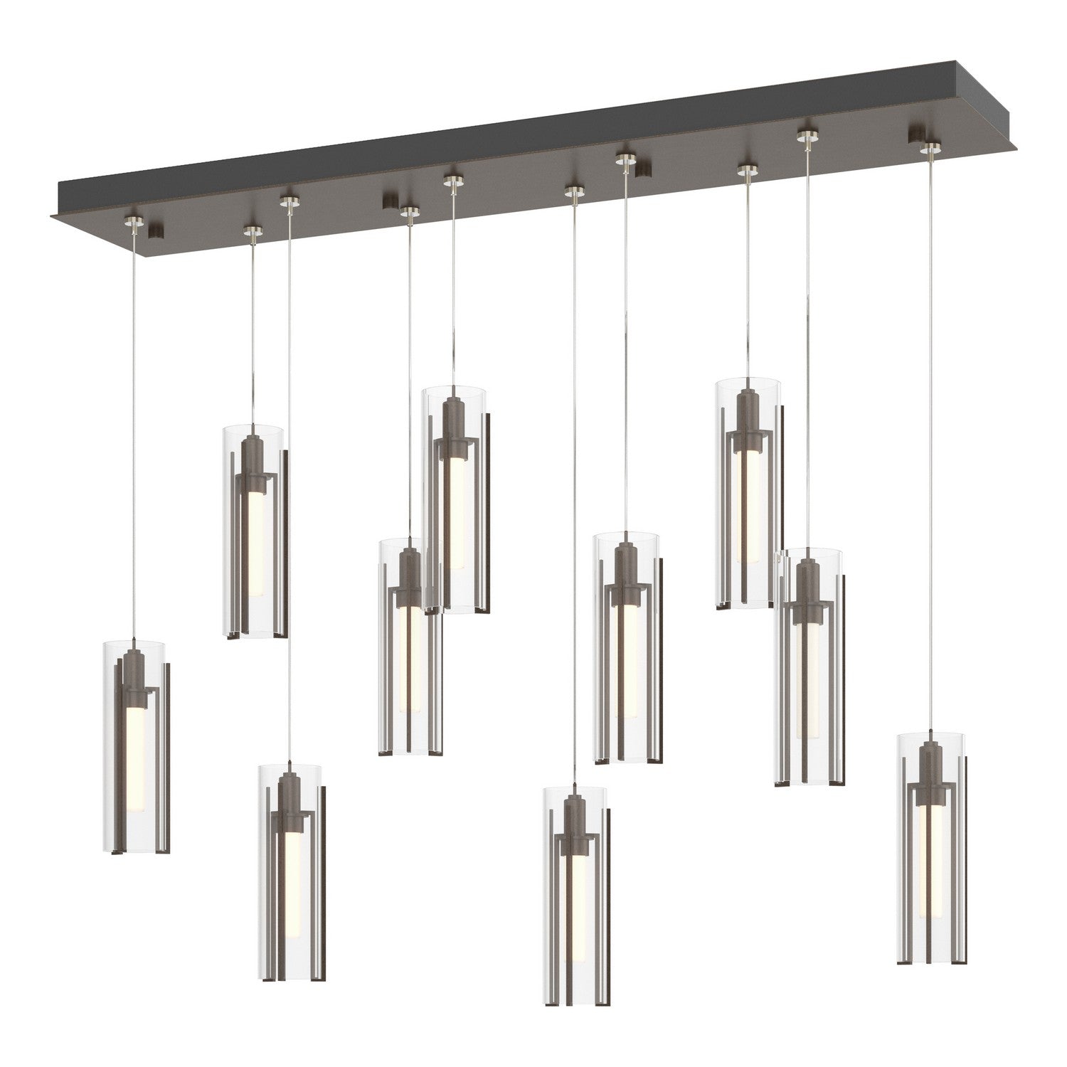 Hubbardton Forge - 131204-SKT-STND-05-ZM0065 - Exos Glass 10-Light Pendant - Exos Glass - Bronze