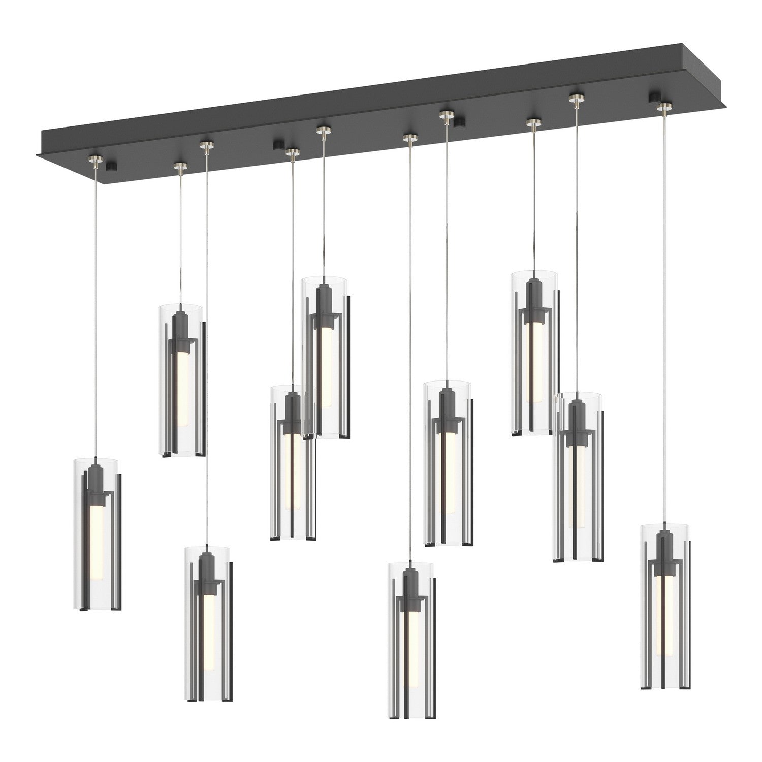 Hubbardton Forge - 131204-SKT-STND-10-ZM0065 - Exos Glass 10-Light Pendant - Exos Glass - Black