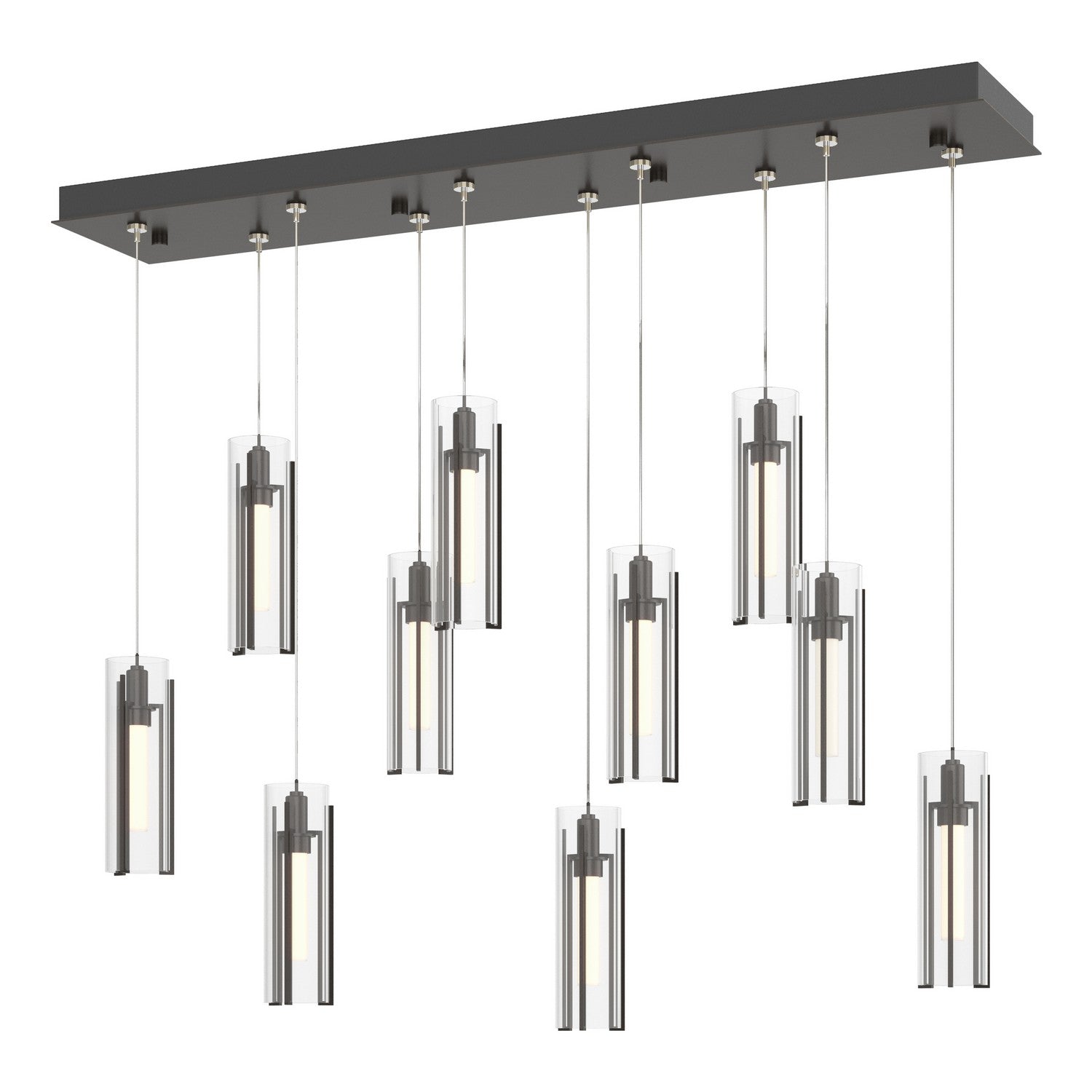 Hubbardton Forge - 131204-SKT-STND-14-ZM0065 - Exos Glass 10-Light Pendant - Exos Glass - Oil Rubbed Bronze