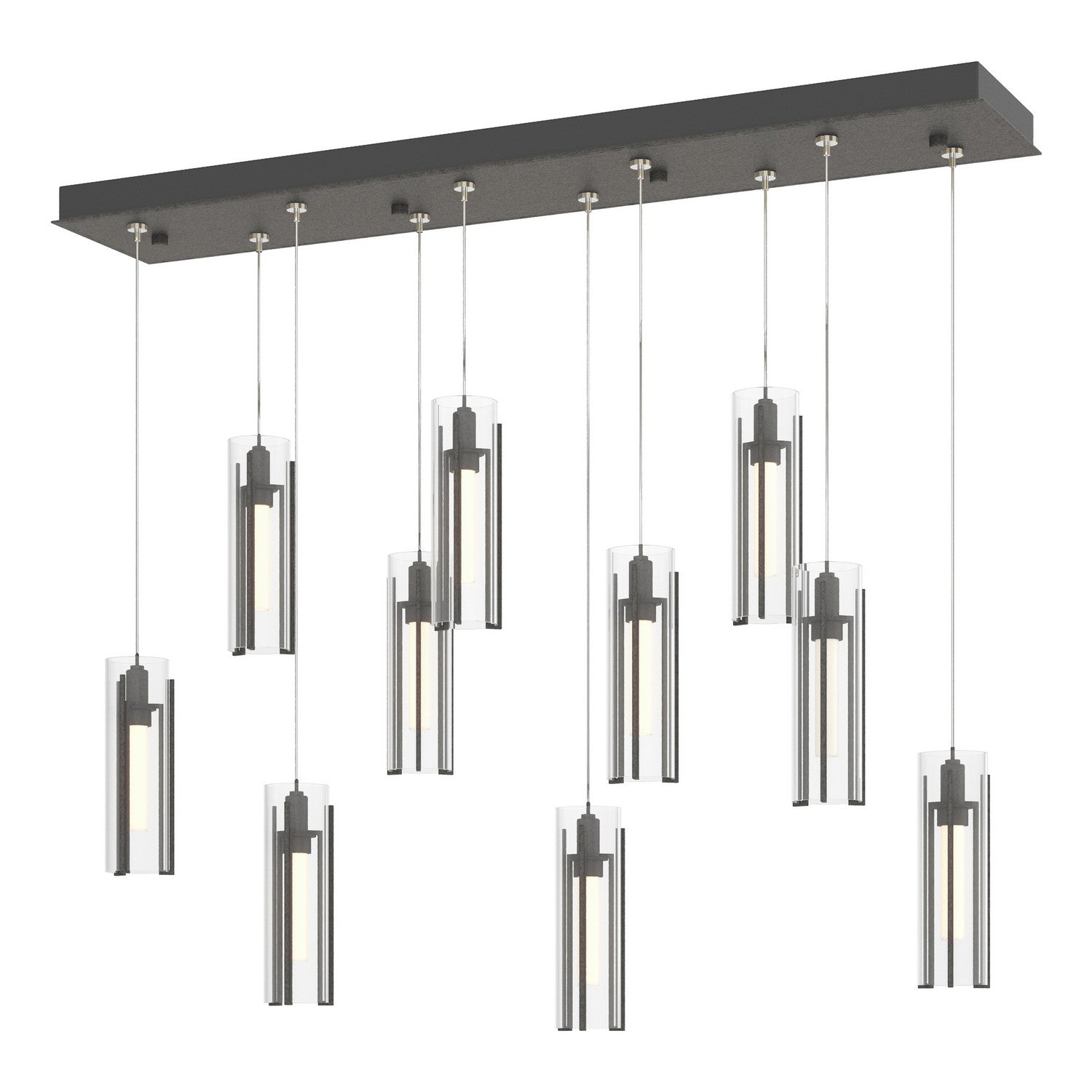 Hubbardton Forge - 131204-SKT-STND-20-ZM0065 - Exos Glass 10-Light Pendant - Exos Glass - Natural Iron