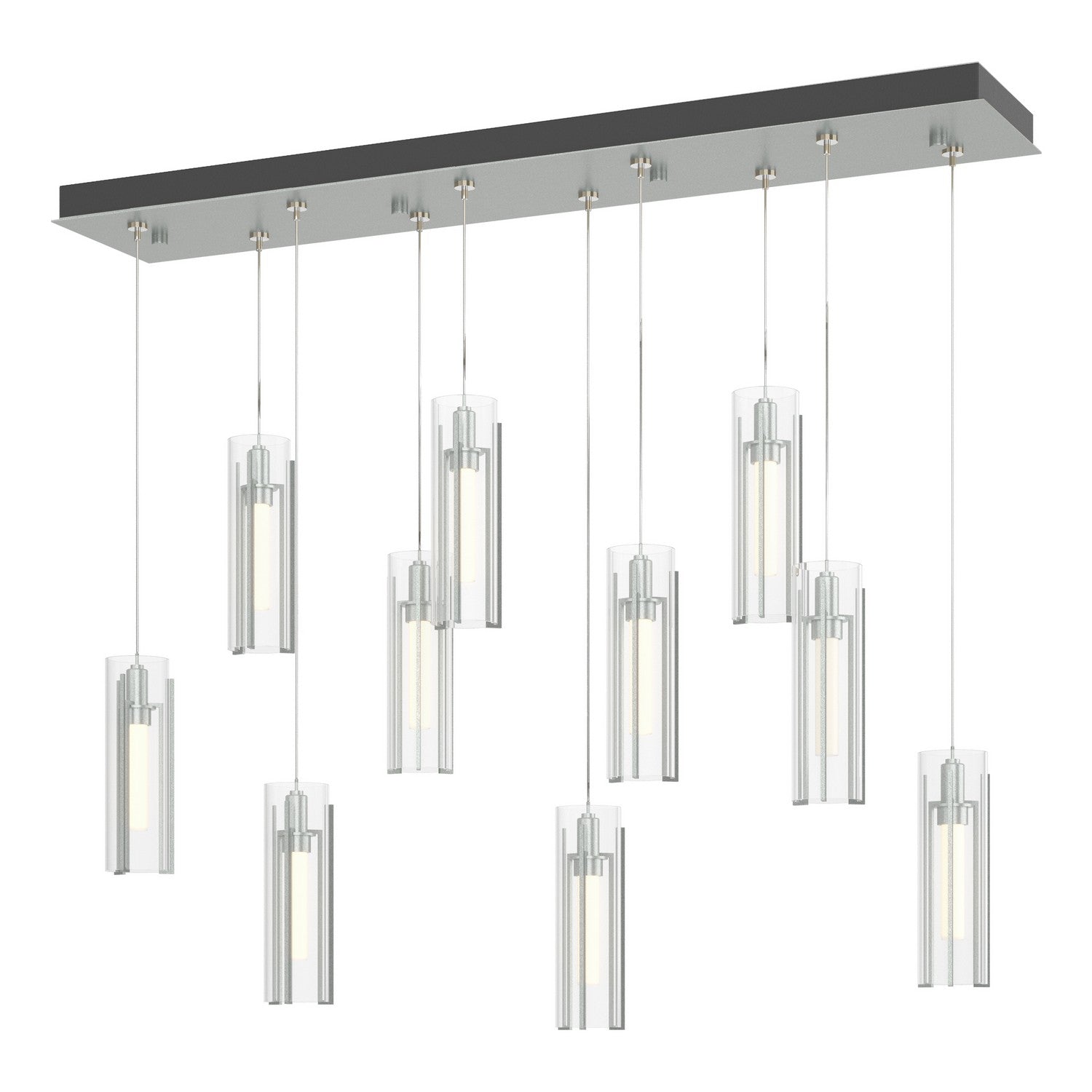 Hubbardton Forge - 131204-SKT-STND-82-ZM0065 - Exos Glass 10-Light Pendant - Exos Glass - Vintage Platinum