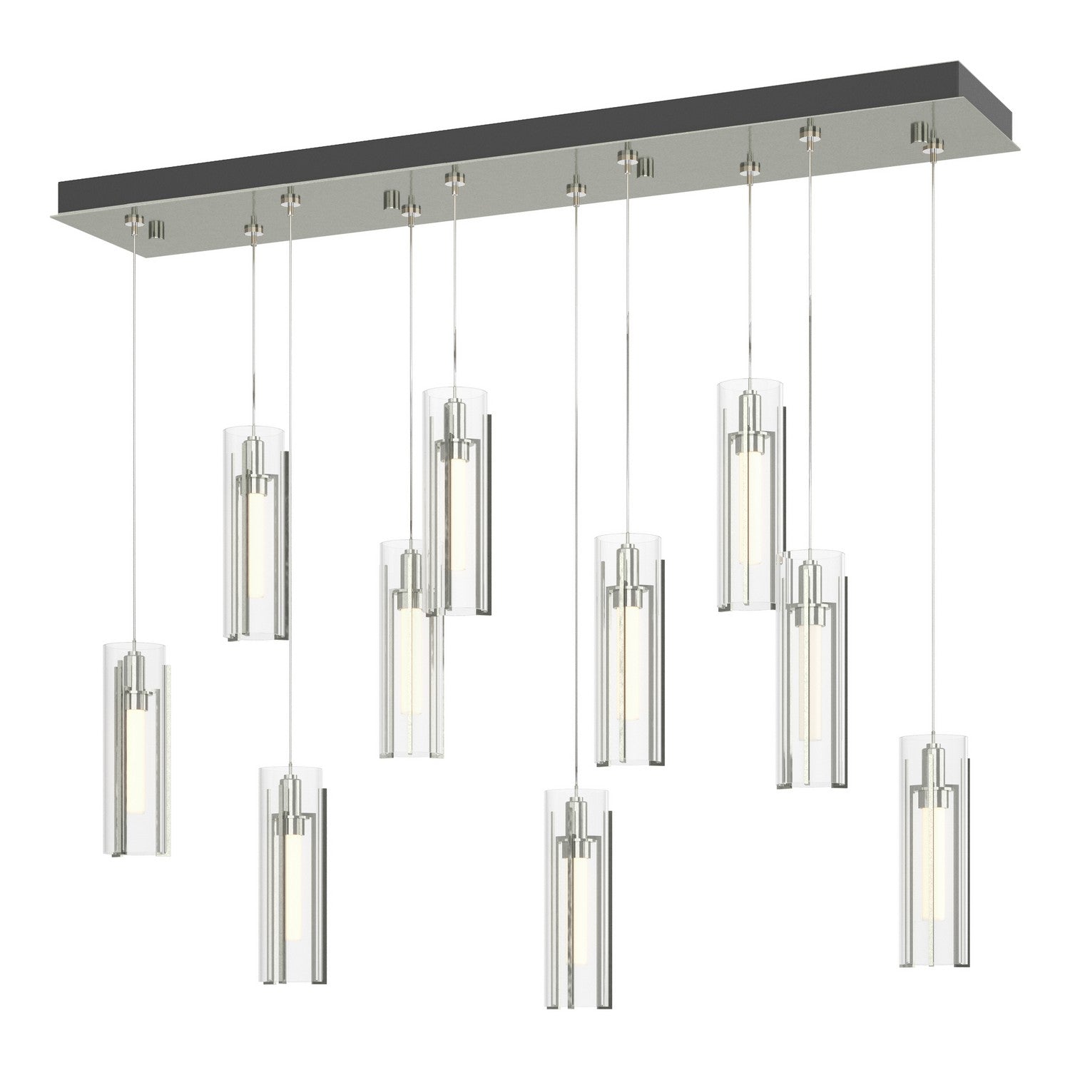 Hubbardton Forge - 131204-SKT-STND-85-ZM0065 - Exos Glass 10-Light Pendant - Exos Glass - Sterling