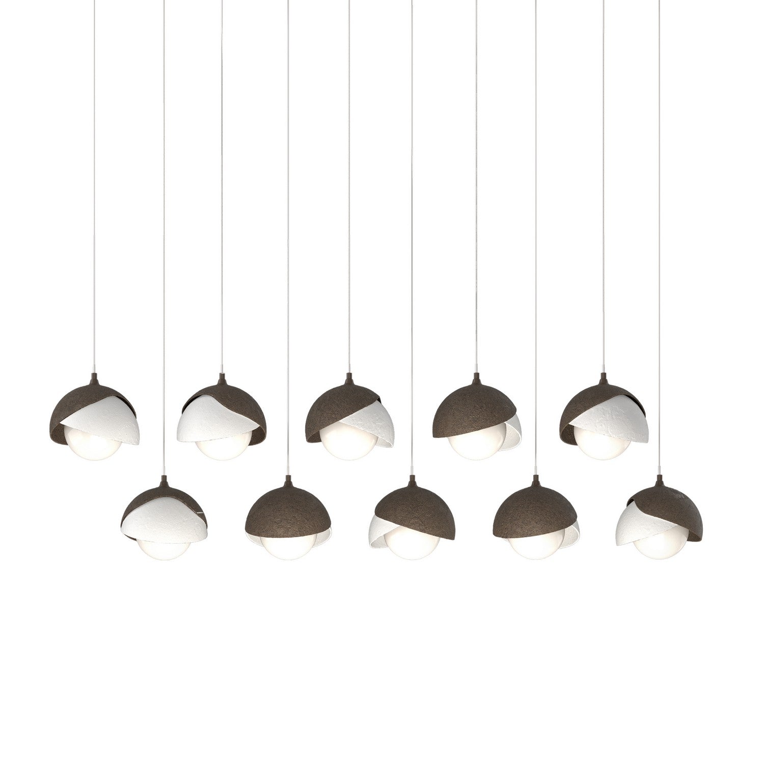 Hubbardton Forge - 131205-SKT-LONG-05-02-GG0711 - Brooklyn 10-Light Double Shade Pendant - Brooklyn - Bronze