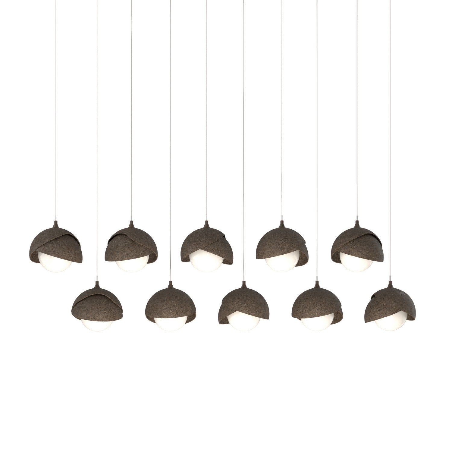 Hubbardton Forge - 131205-SKT-LONG-05-05-GG0711 - Brooklyn 10-Light Double Shade Pendant - Brooklyn - Bronze