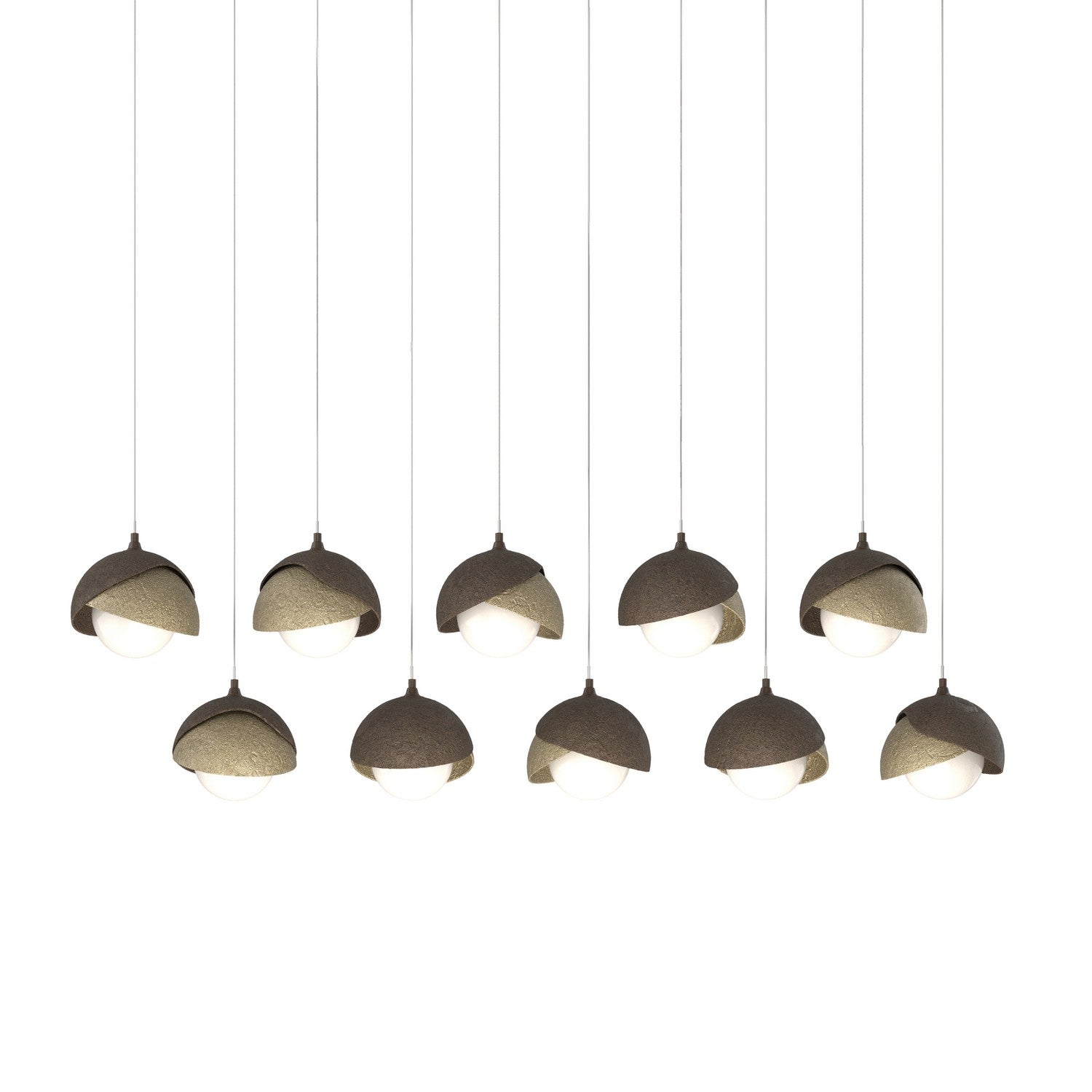 Hubbardton Forge - 131205-SKT-LONG-05-84-GG0711 - Brooklyn 10-Light Double Shade Pendant - Brooklyn - Bronze