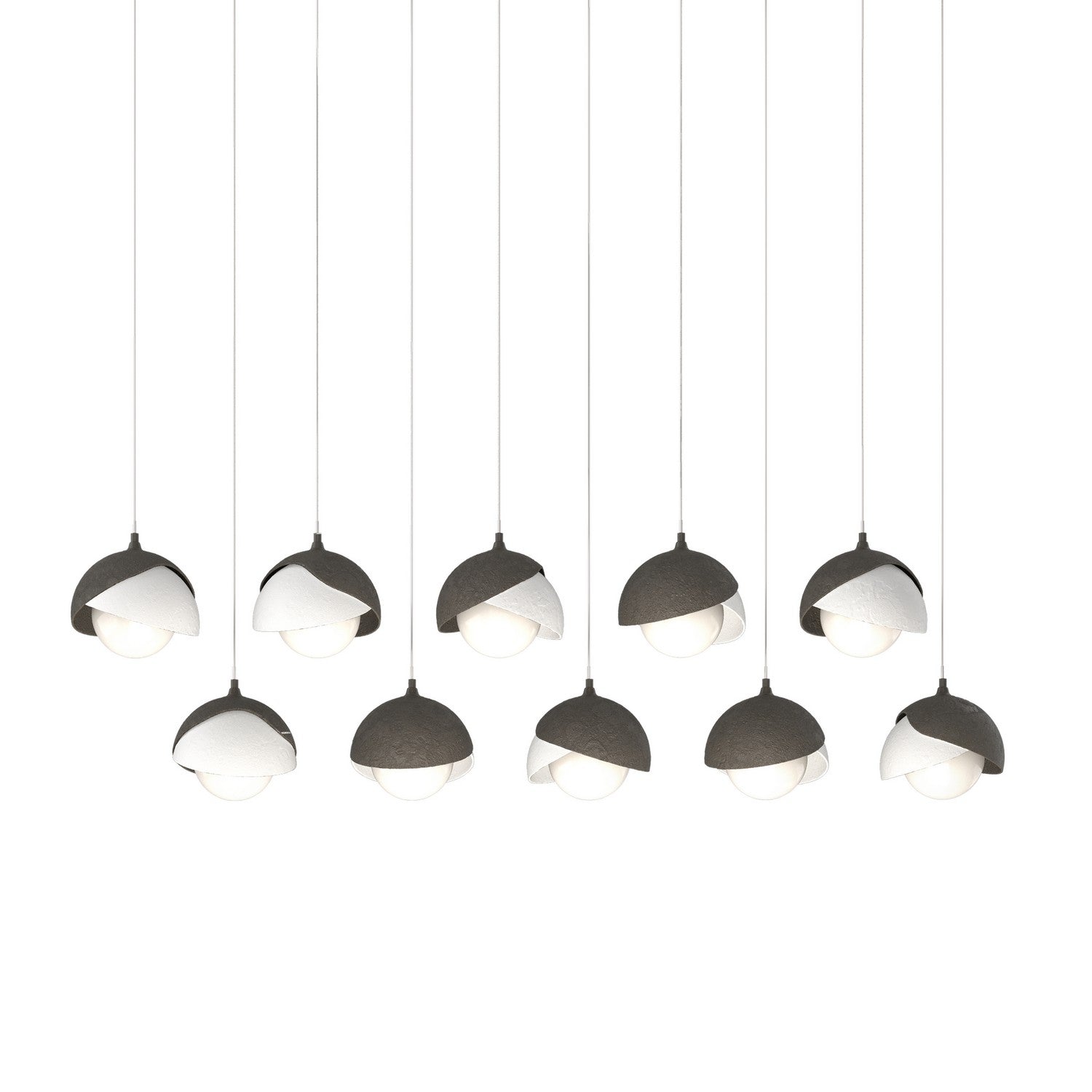 Hubbardton Forge - 131205-SKT-LONG-07-02-GG0711 - Brooklyn 10-Light Double Shade Pendant - Brooklyn - Dark Smoke