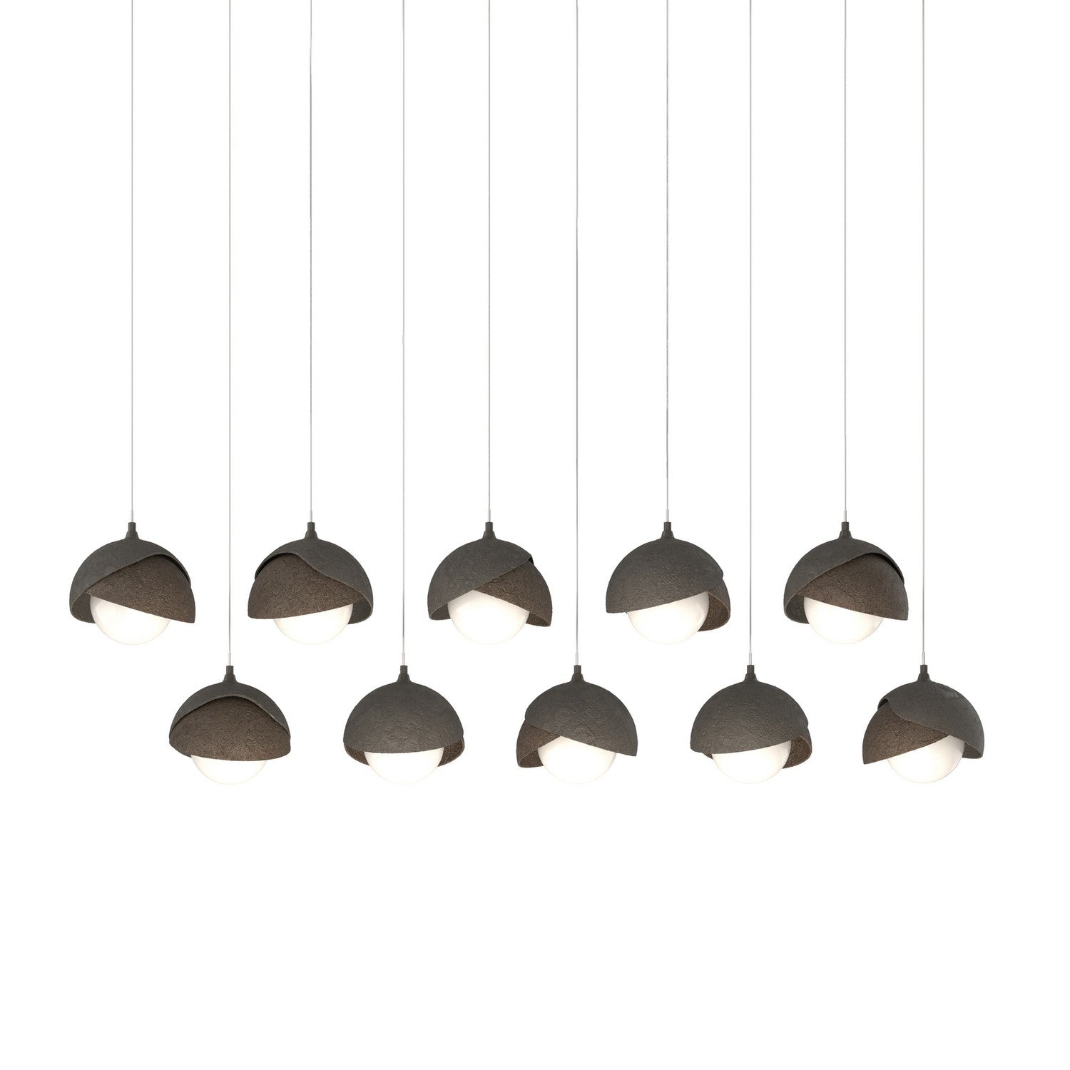 Hubbardton Forge - 131205-SKT-LONG-07-05-GG0711 - Brooklyn 10-Light Double Shade Pendant - Brooklyn - Dark Smoke