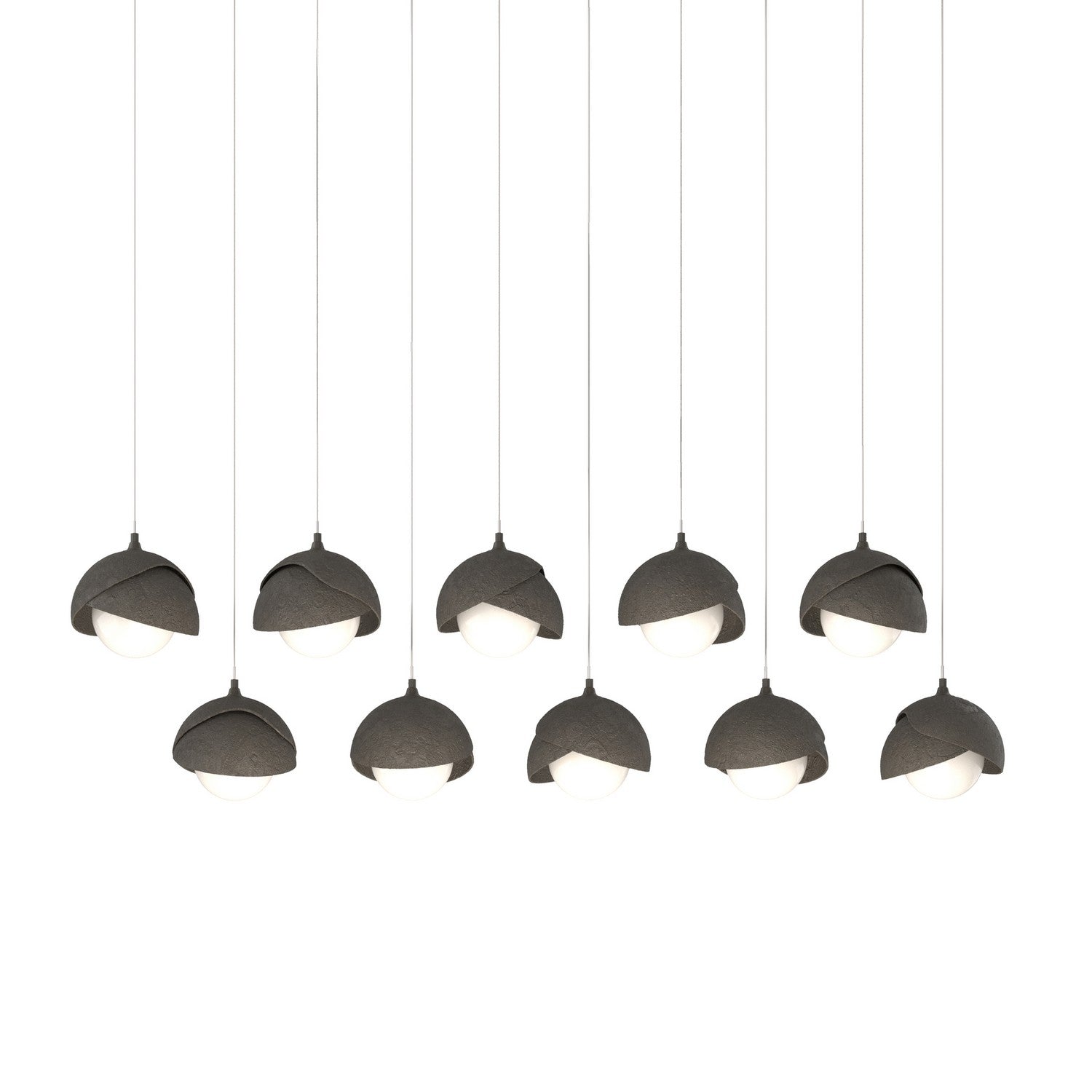 Hubbardton Forge - 131205-SKT-LONG-07-07-GG0711 - Brooklyn 10-Light Double Shade Pendant - Brooklyn - Dark Smoke