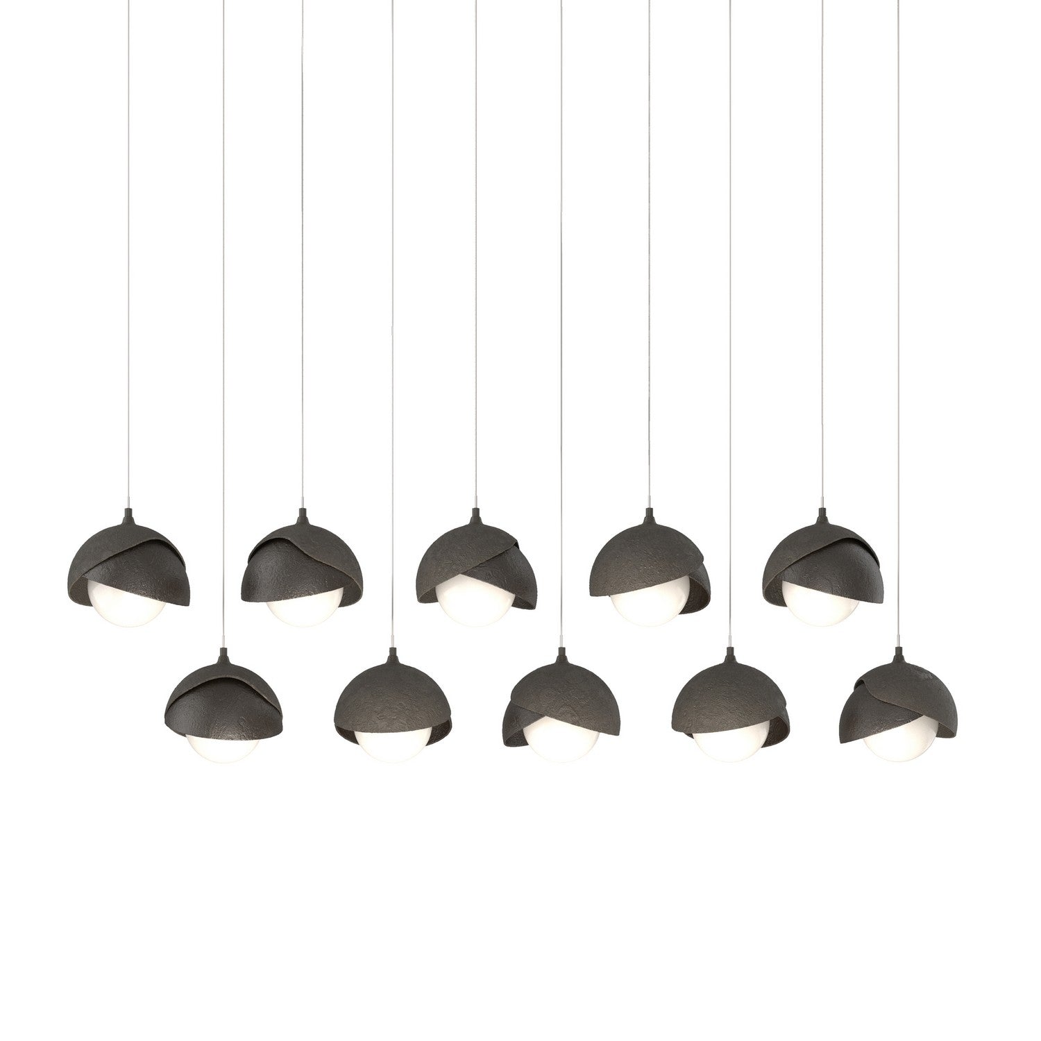 Hubbardton Forge - 131205-SKT-LONG-07-14-GG0711 - Brooklyn 10-Light Double Shade Pendant - Brooklyn - Dark Smoke