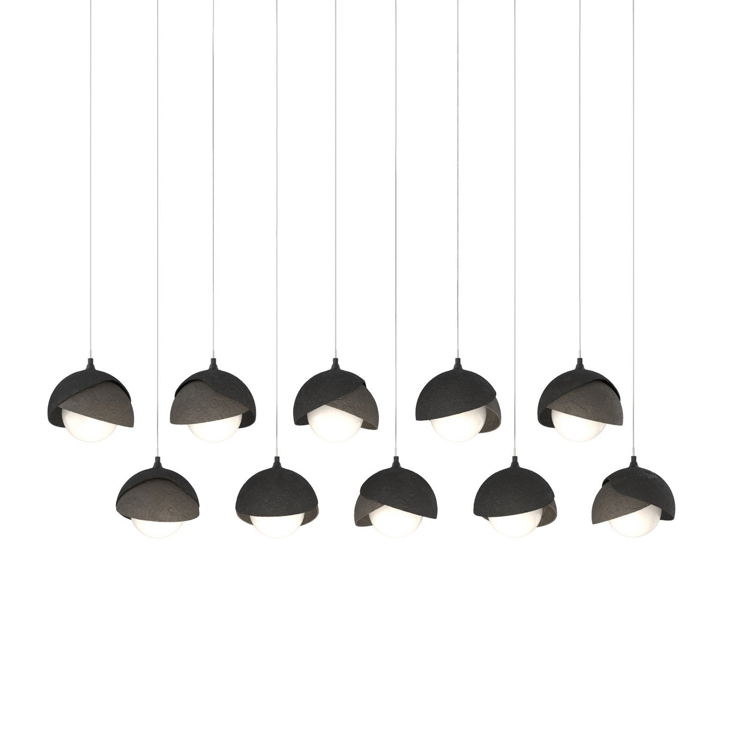 Hubbardton Forge - 131205-SKT-LONG-10-07-GG0711 - Brooklyn 10-Light Double Shade Pendant - Brooklyn - Black