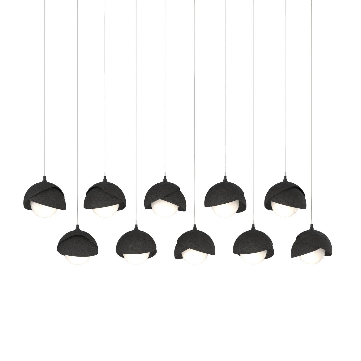 Hubbardton Forge - 131205-SKT-LONG-10-10-GG0711 - Brooklyn 10-Light Double Shade Pendant - Brooklyn - Black