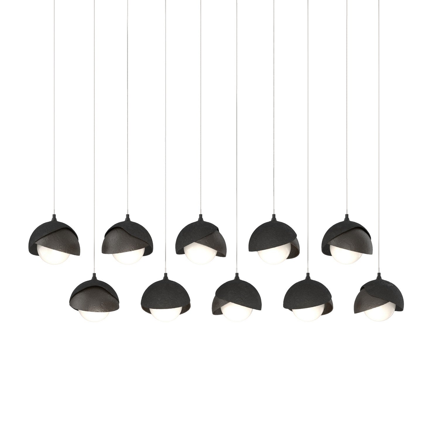 Hubbardton Forge - 131205-SKT-LONG-10-14-GG0711 - Brooklyn 10-Light Double Shade Pendant - Brooklyn - Black