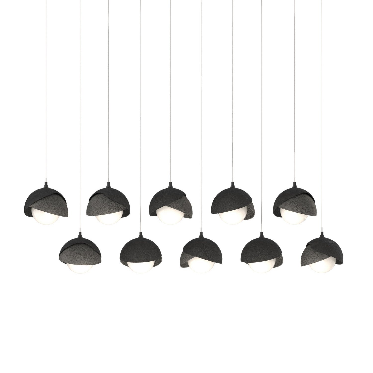 Hubbardton Forge - 131205-SKT-LONG-10-20-GG0711 - Brooklyn 10-Light Double Shade Pendant - Brooklyn - Black