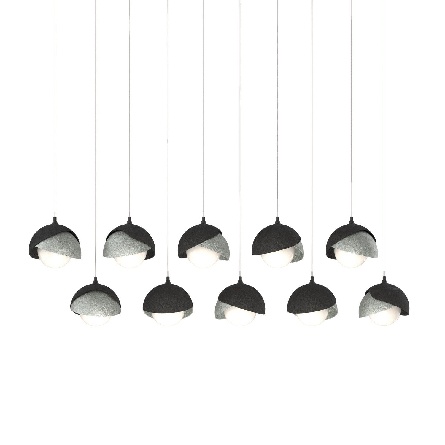 Hubbardton Forge - 131205-SKT-LONG-10-82-GG0711 - Brooklyn 10-Light Double Shade Pendant - Brooklyn - Black