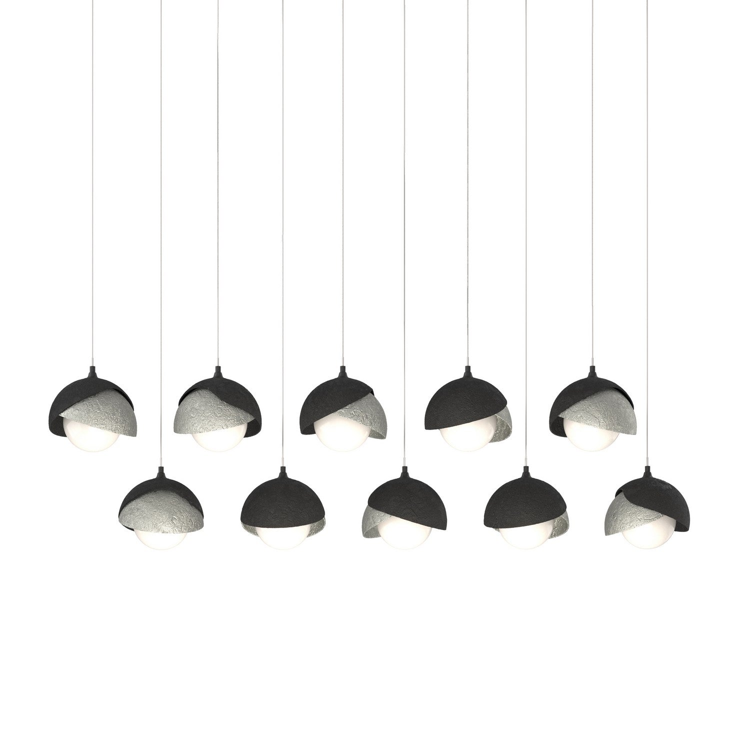 Hubbardton Forge - 131205-SKT-LONG-10-85-GG0711 - Brooklyn 10-Light Double Shade Pendant - Brooklyn - Black