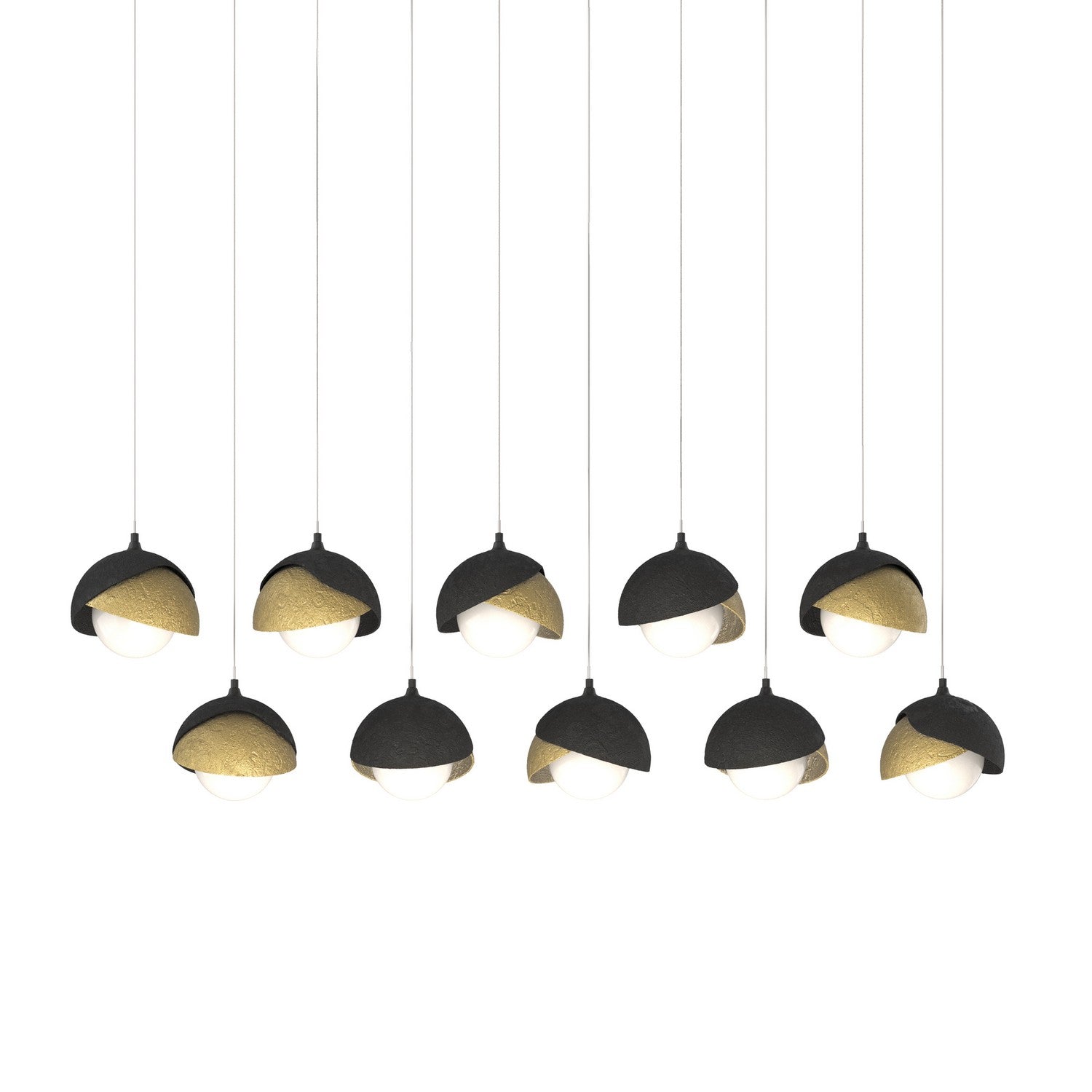 Hubbardton Forge - 131205-SKT-LONG-10-86-GG0711 - Brooklyn 10-Light Double Shade Pendant - Brooklyn - Black