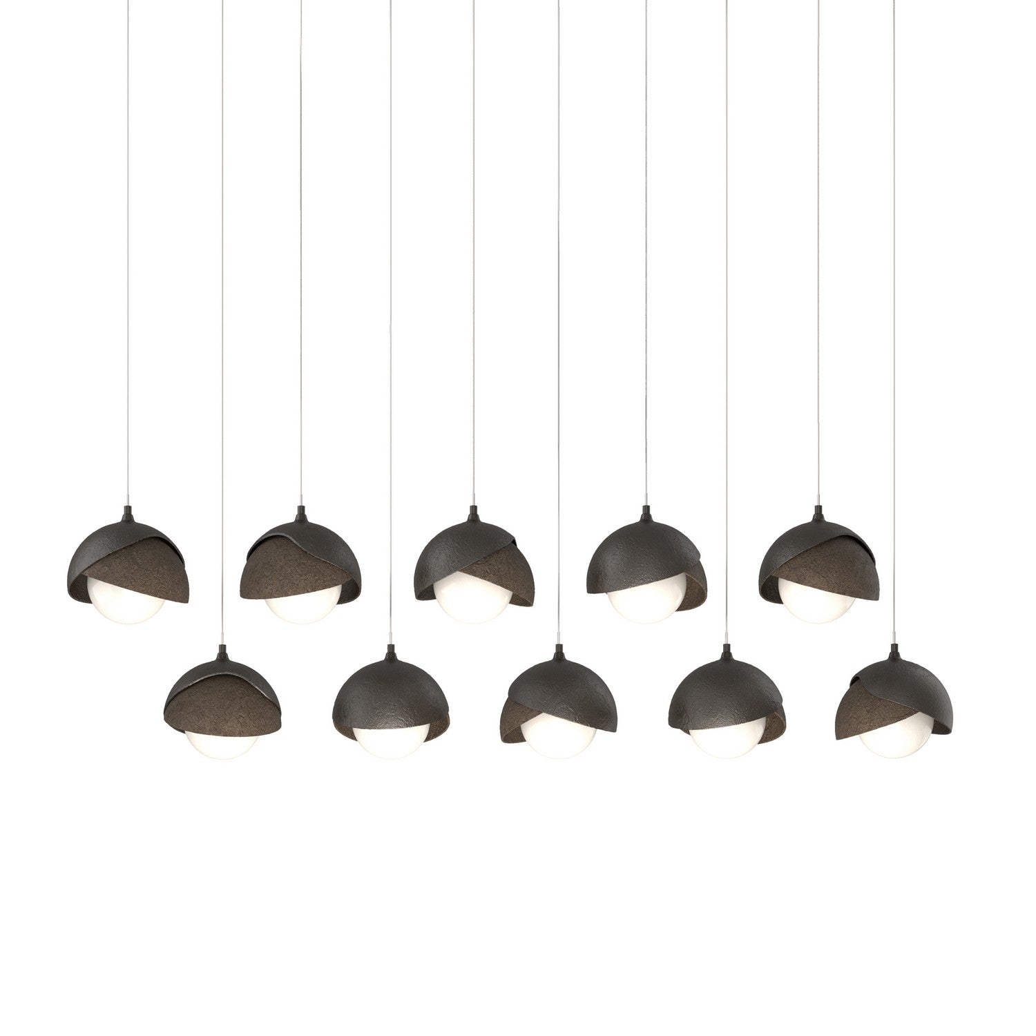 Hubbardton Forge - 131205-SKT-LONG-14-05-GG0711 - Brooklyn 10-Light Double Shade Pendant - Brooklyn - Oil Rubbed Bronze