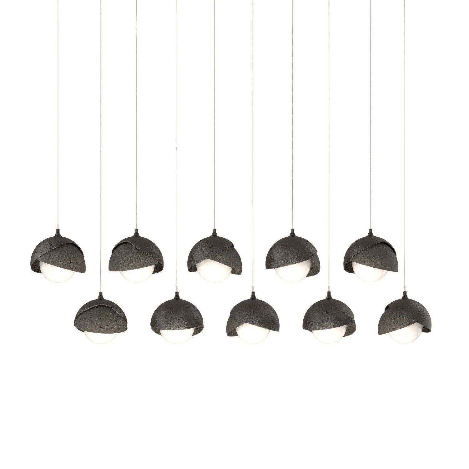 Hubbardton Forge - 131205-SKT-LONG-14-07-GG0711 - Brooklyn 10-Light Double Shade Pendant - Brooklyn - Oil Rubbed Bronze