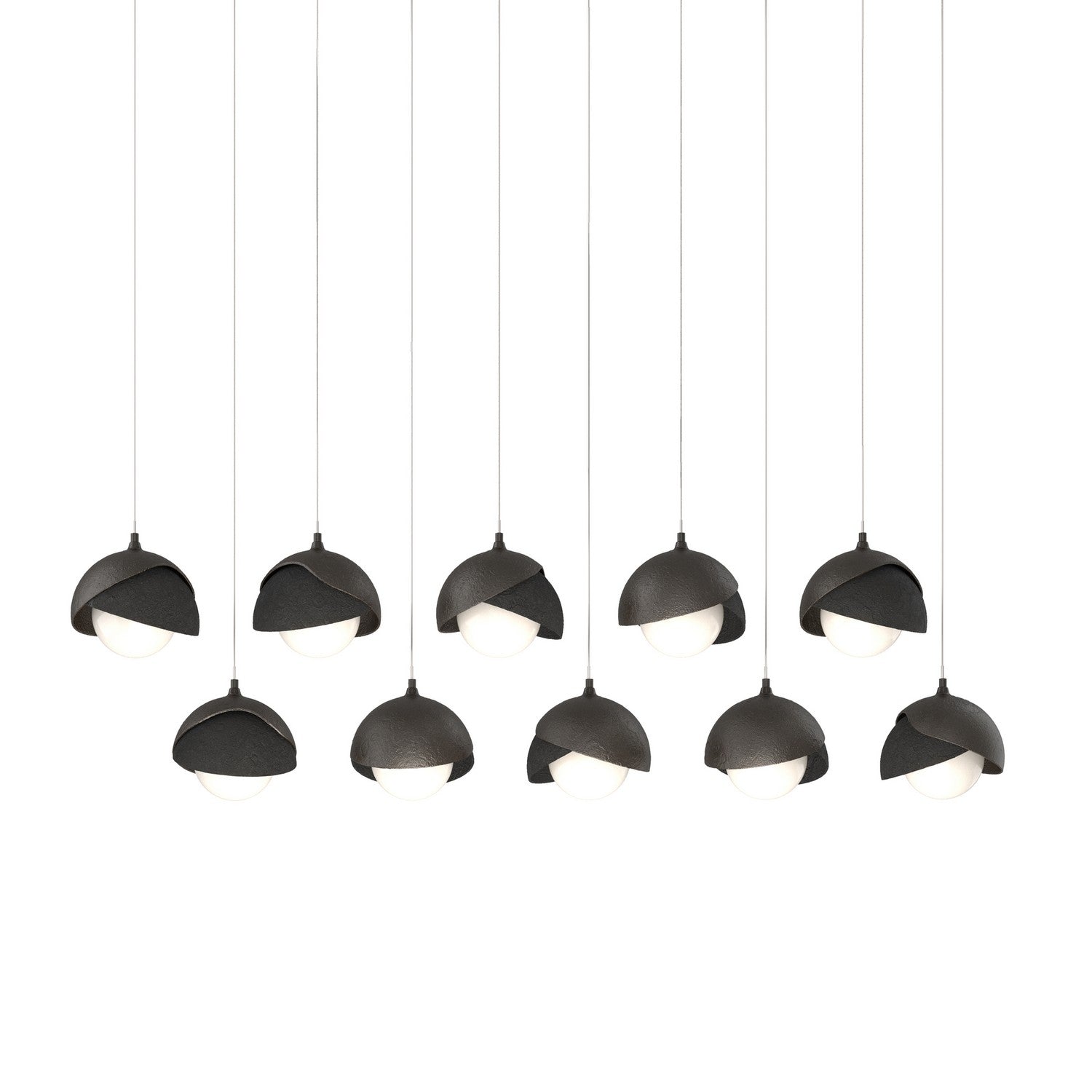 Hubbardton Forge - 131205-SKT-LONG-14-10-GG0711 - Brooklyn 10-Light Double Shade Pendant - Brooklyn - Oil Rubbed Bronze