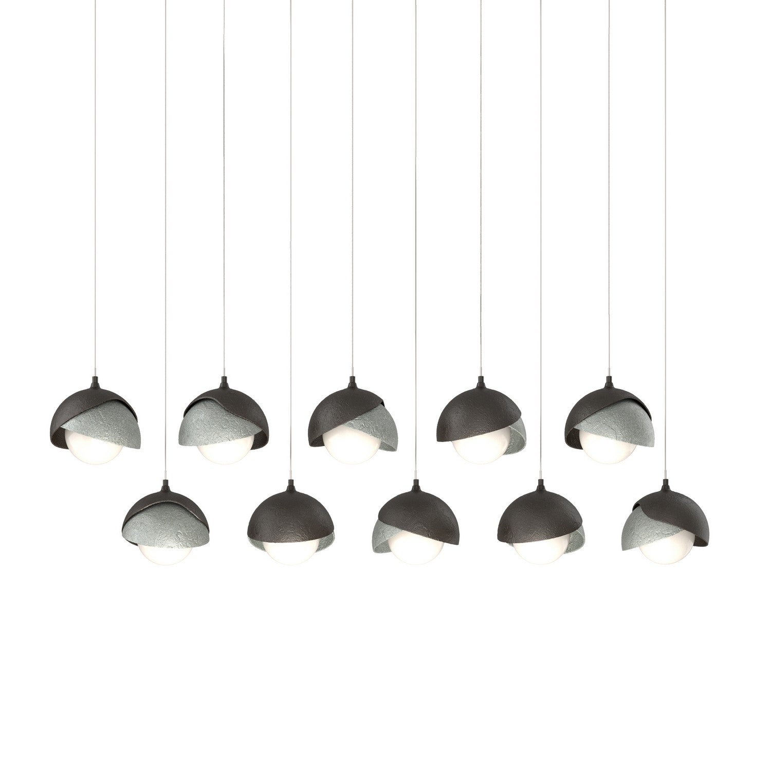 Hubbardton Forge - 131205-SKT-LONG-14-82-GG0711 - Brooklyn 10-Light Double Shade Pendant - Brooklyn - Oil Rubbed Bronze