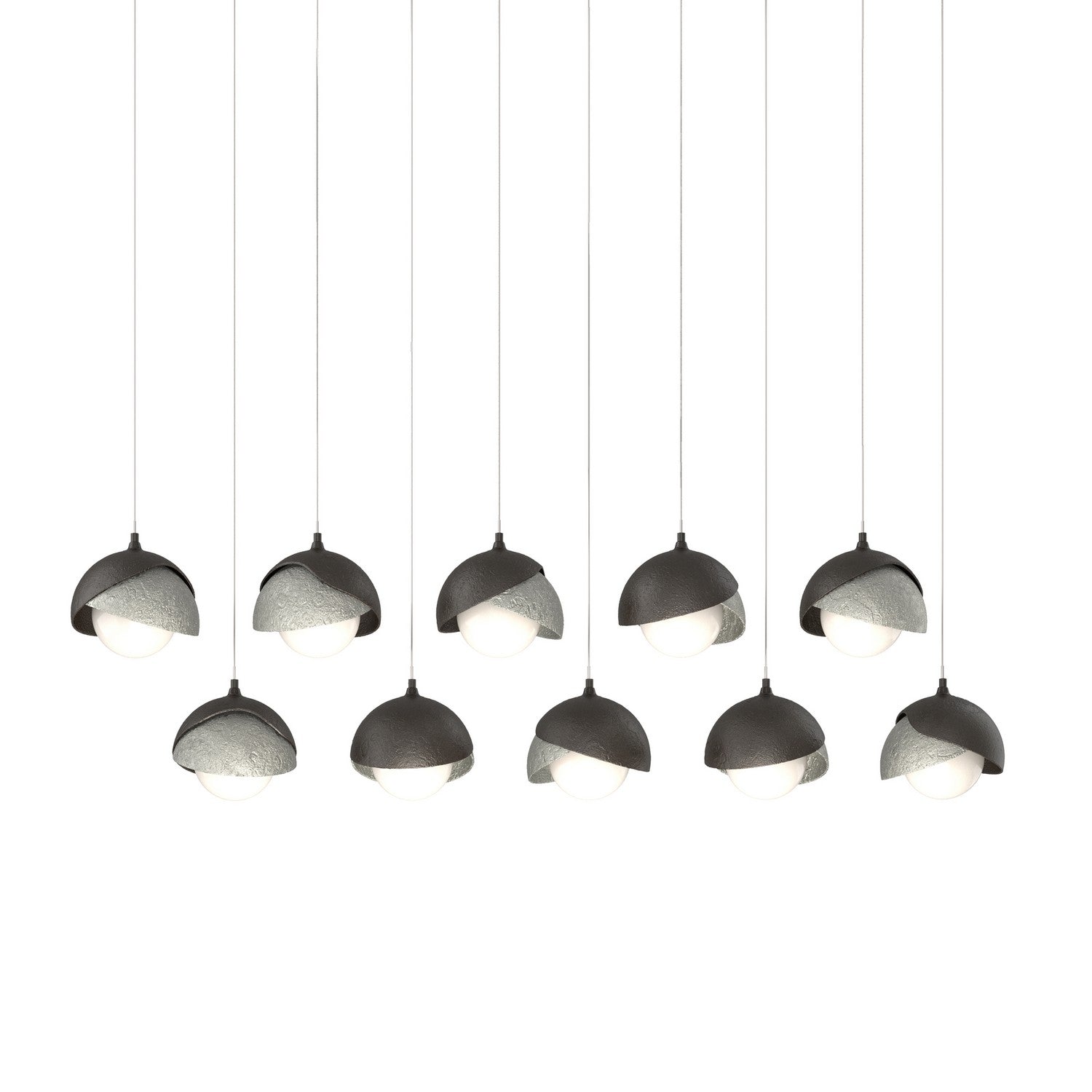 Hubbardton Forge - 131205-SKT-LONG-14-85-GG0711 - Brooklyn 10-Light Double Shade Pendant - Brooklyn - Oil Rubbed Bronze