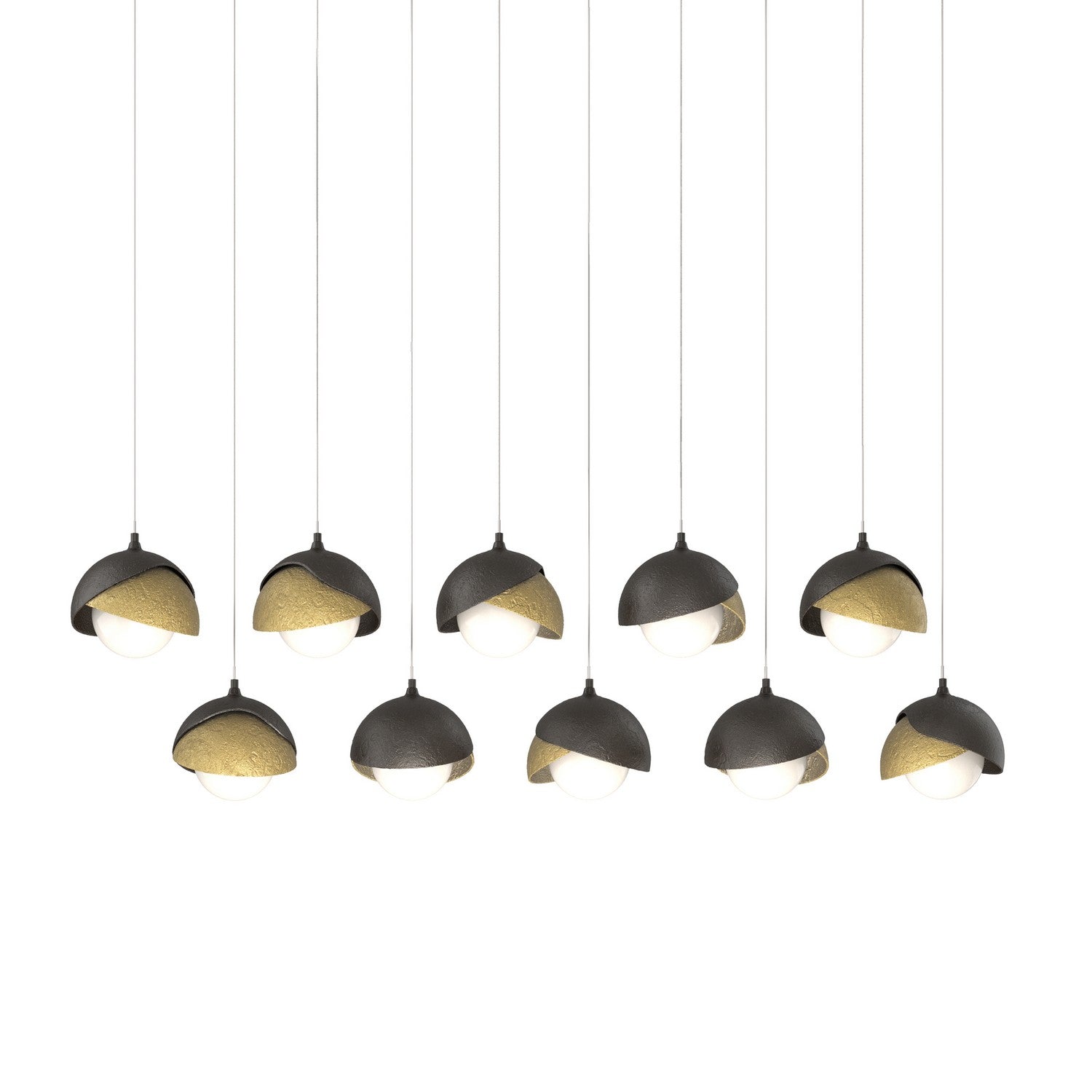 Hubbardton Forge - 131205-SKT-LONG-14-86-GG0711 - Brooklyn 10-Light Double Shade Pendant - Brooklyn - Oil Rubbed Bronze
